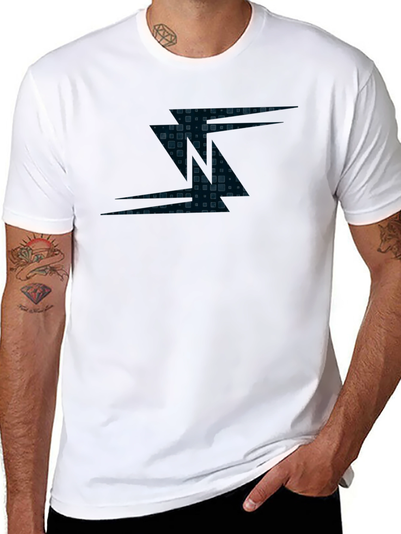 Modern Geometric Print Mens Black T-Shirt