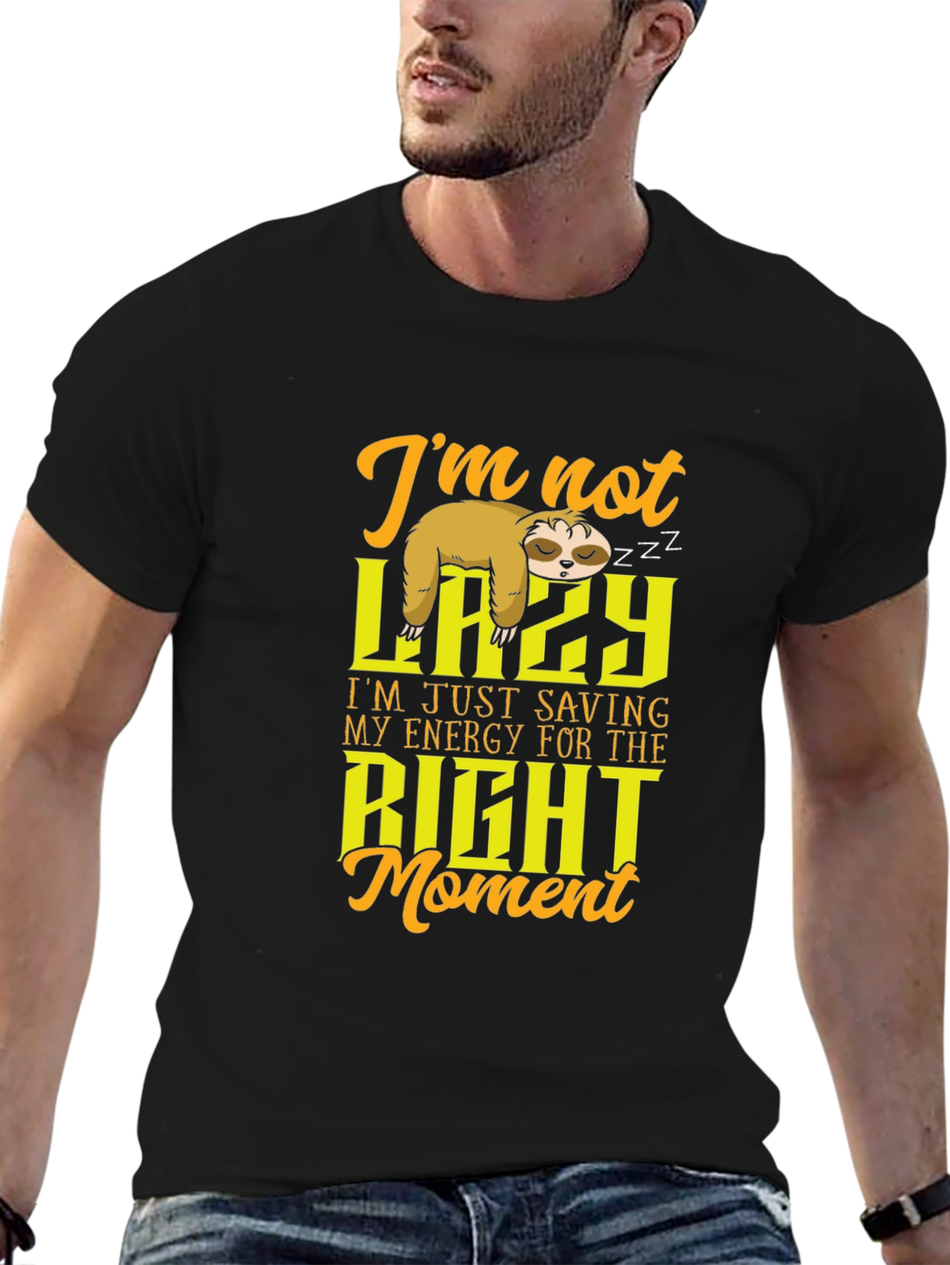 Funny Sloth T-Shirt - Not Lazy Saving Energy