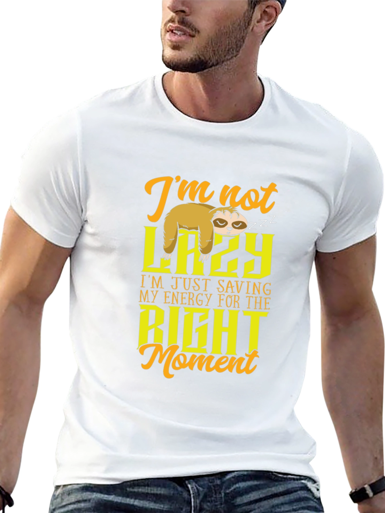 Funny Sloth T-Shirt - Not Lazy Saving Energy