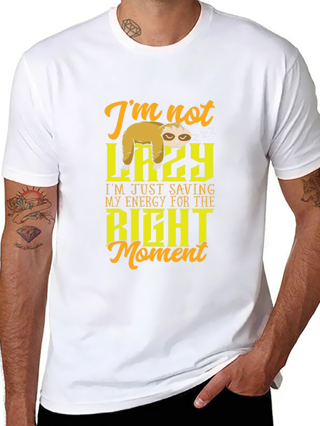 Funny Sloth T-Shirt - Not Lazy Saving Energy
