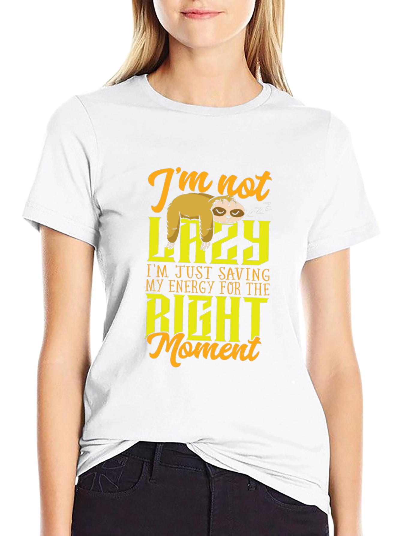 Funny Sloth T-Shirt - Not Lazy Saving Energy