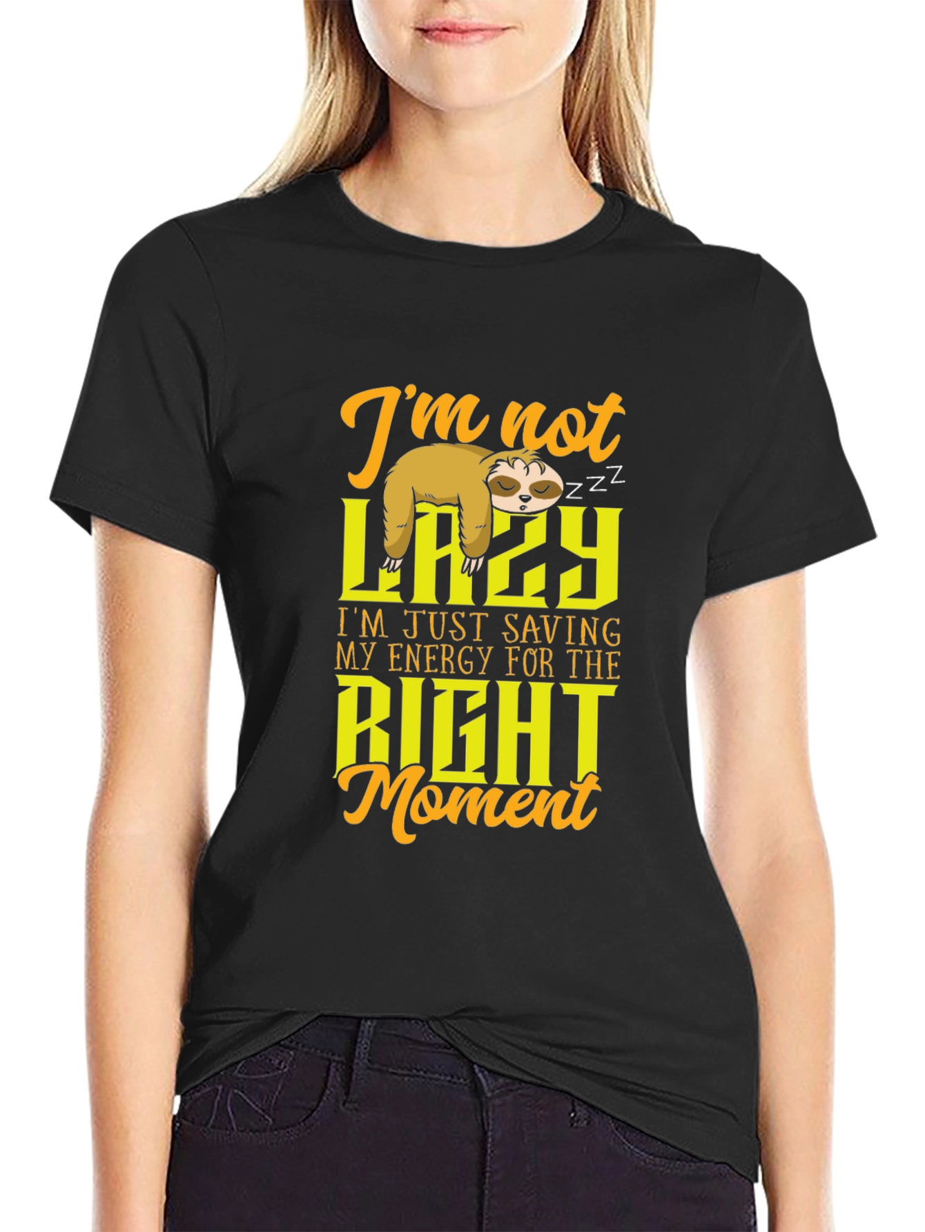 Funny Sloth T-Shirt - Not Lazy Saving Energy