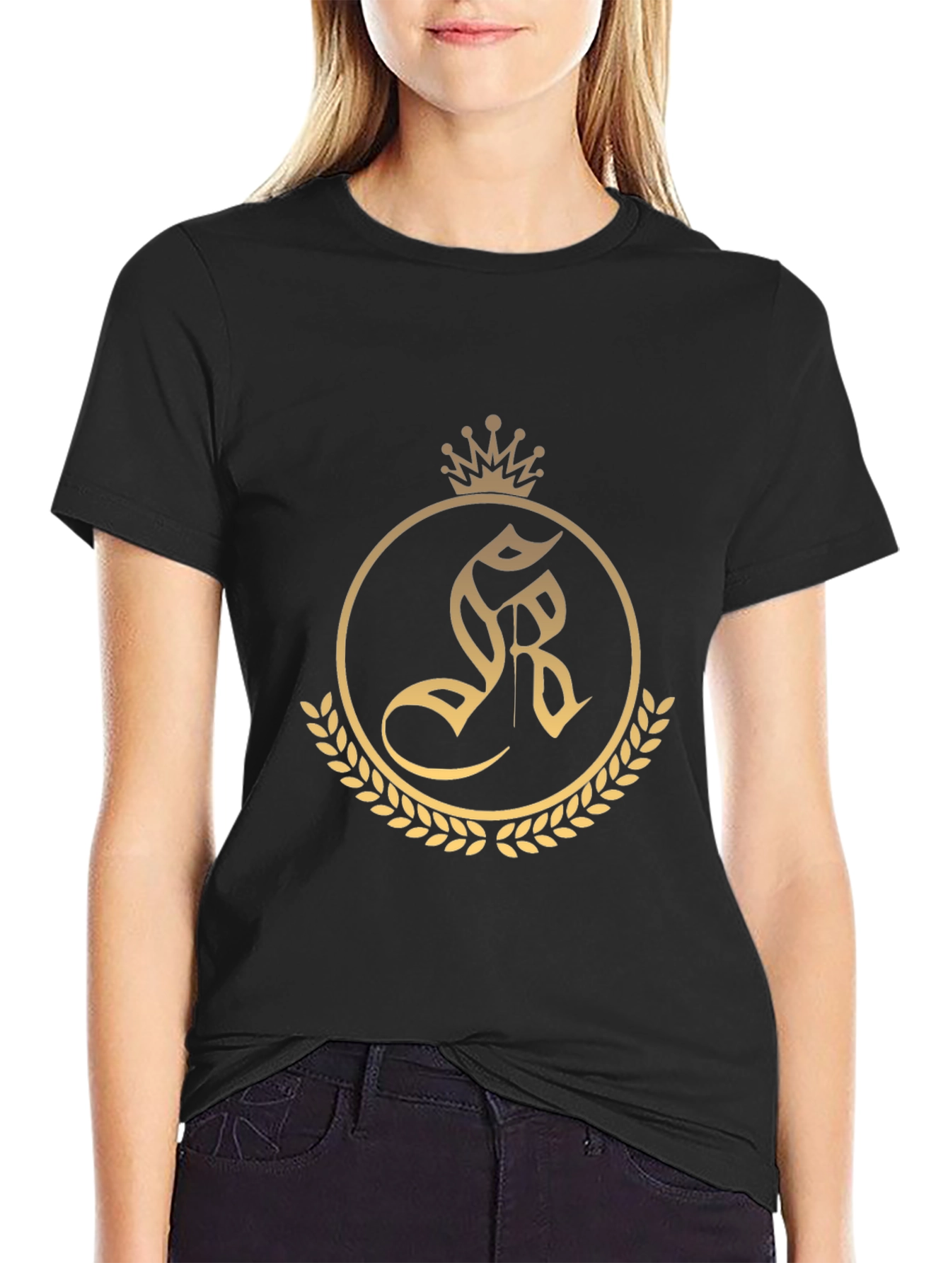 Regal Crest Tee - Black Cotton Blend