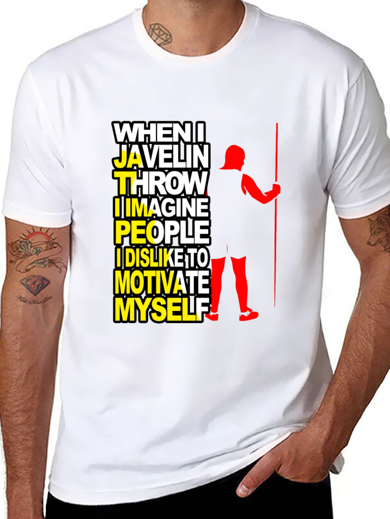 Javelin Thrower Graphic T-Shirt: Motivate Myself Design