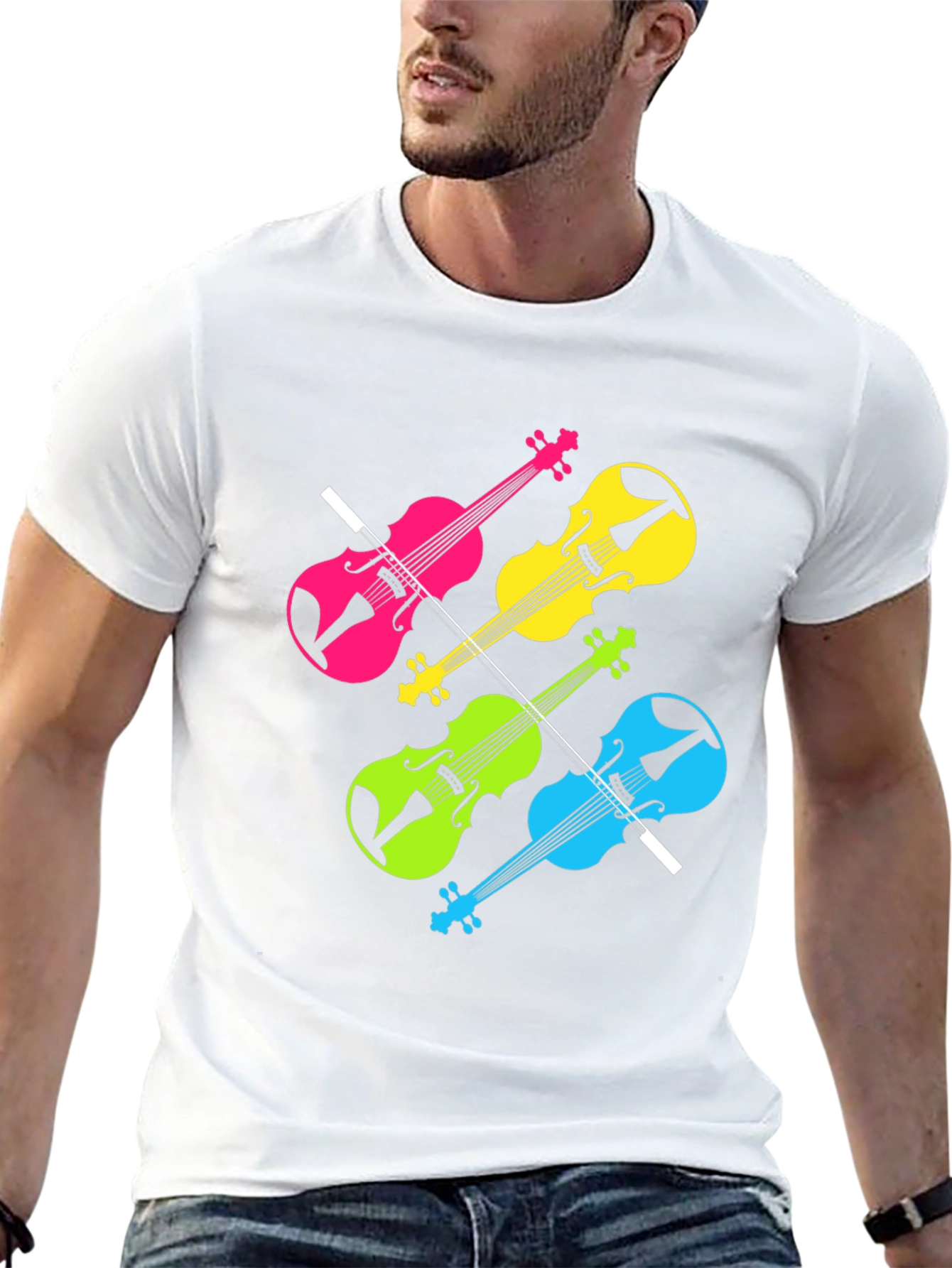 Neon Violin T-Shirt - Music Lover Tee