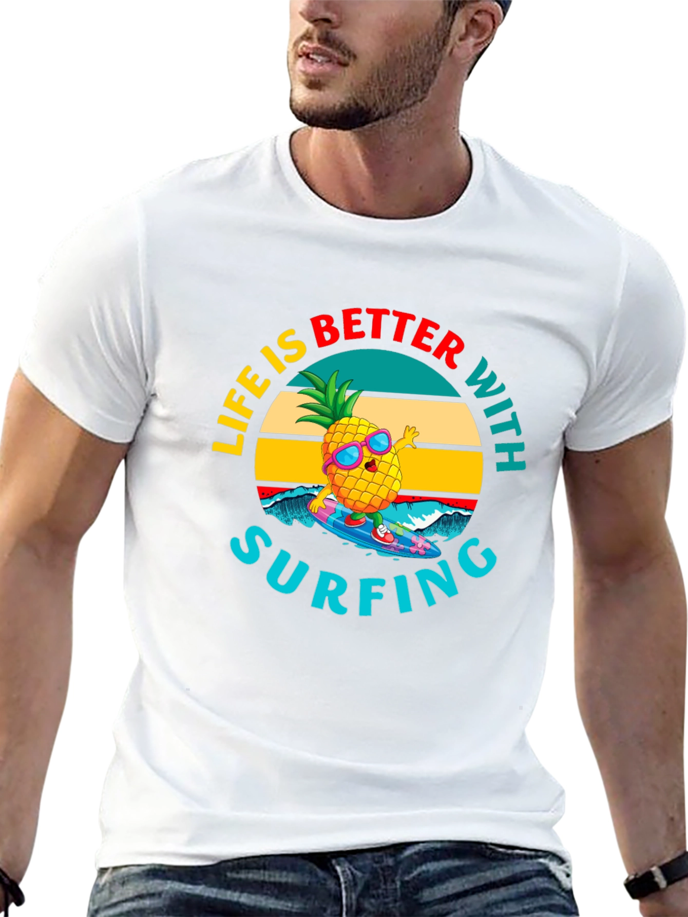 Life is Better with Surfing Pineapple Graphic Tee