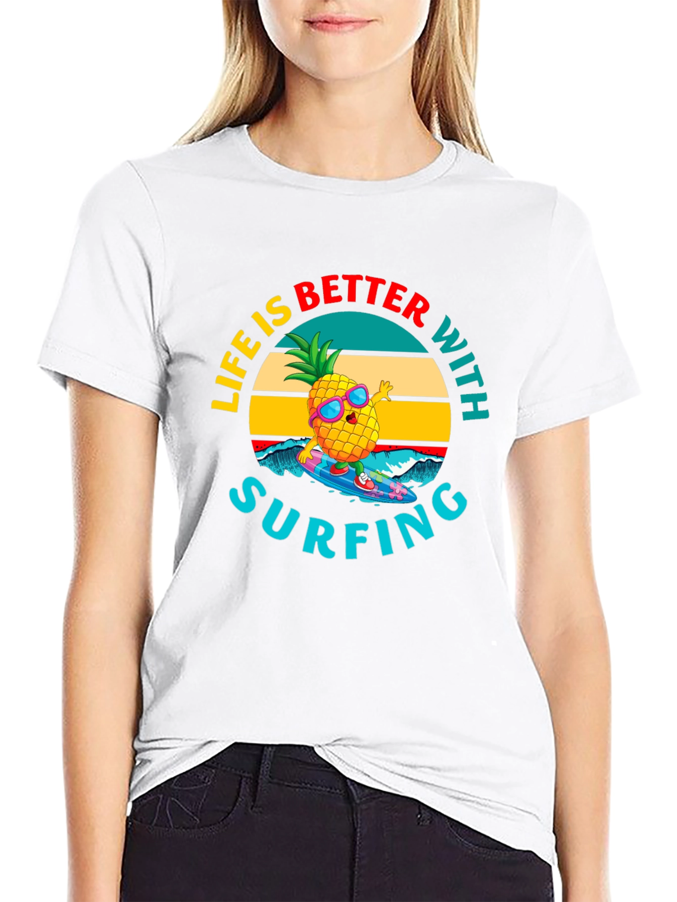 Life is Better with Surfing Pineapple Graphic Tee