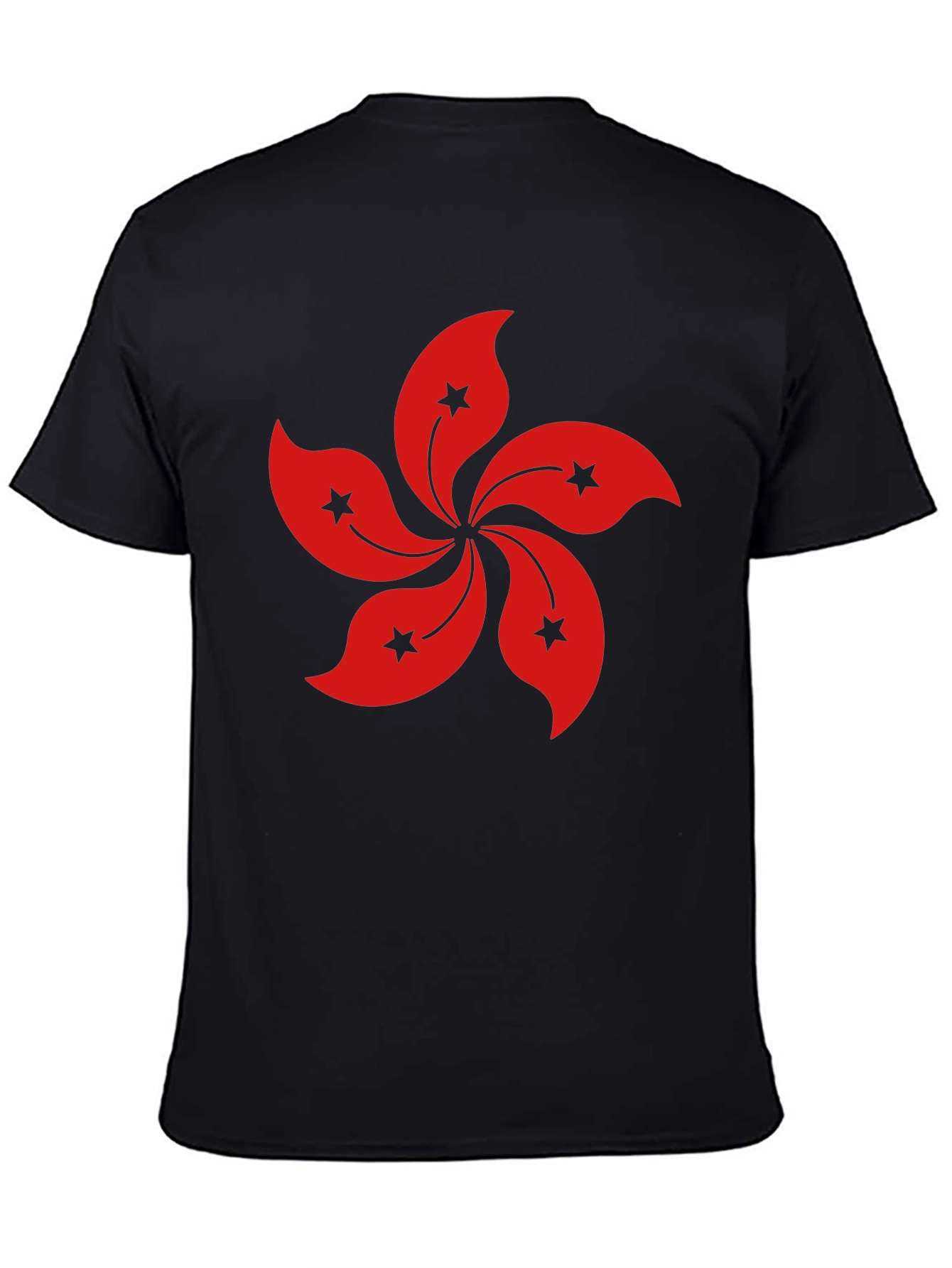 Hong Kong Flower T-Shirt - Black Cotton Blend
