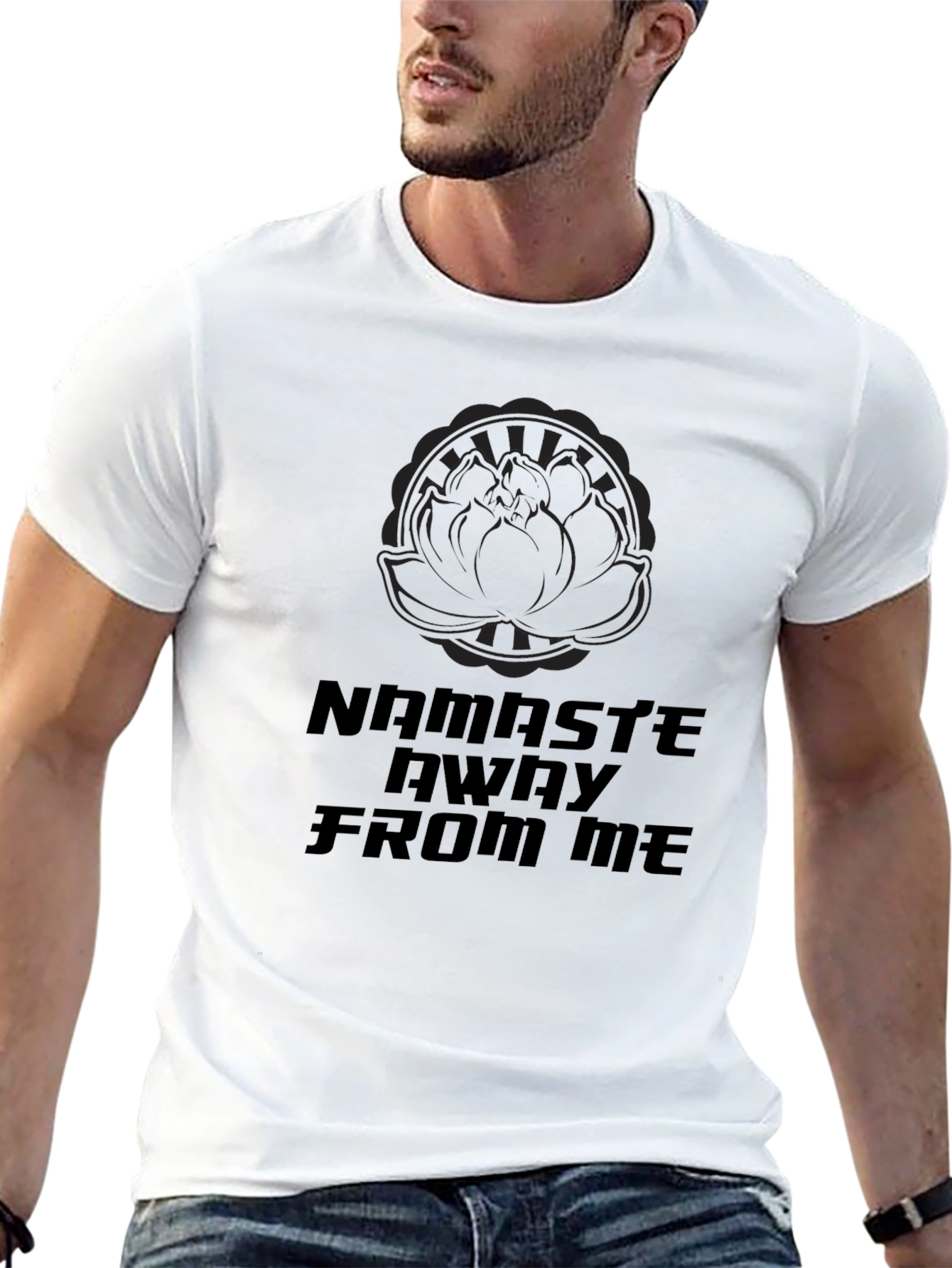 Namaste Away From Me Black Graphic T-Shirt