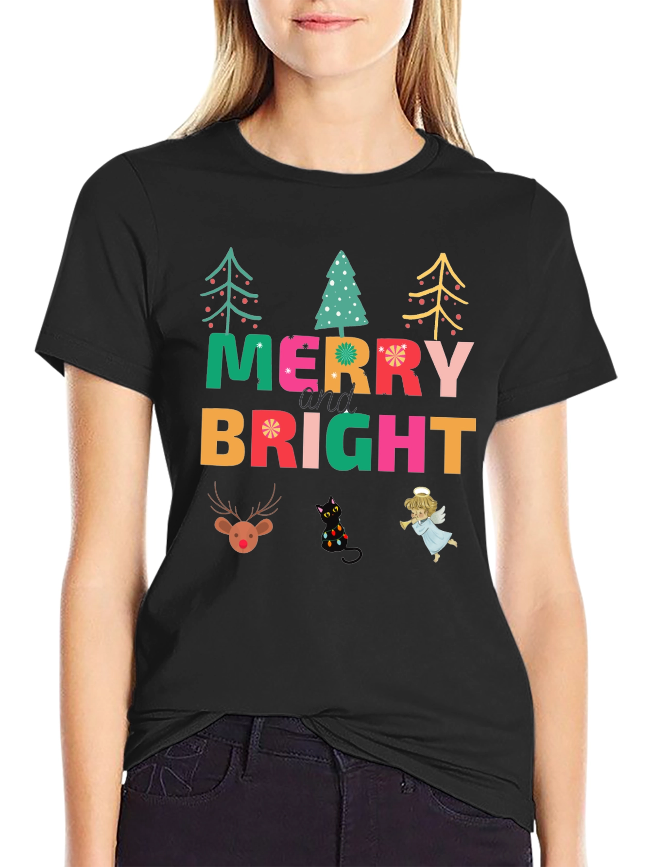 Merry & Bright Christmas Graphic T-Shirt