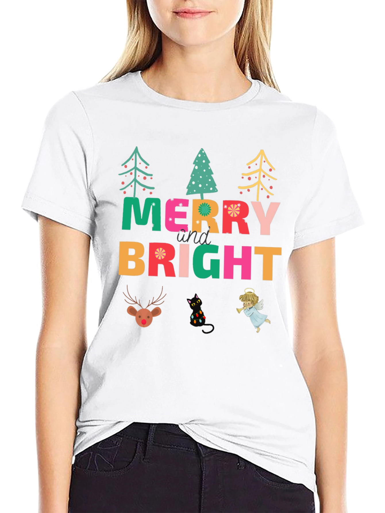 Merry & Bright Christmas Graphic T-Shirt