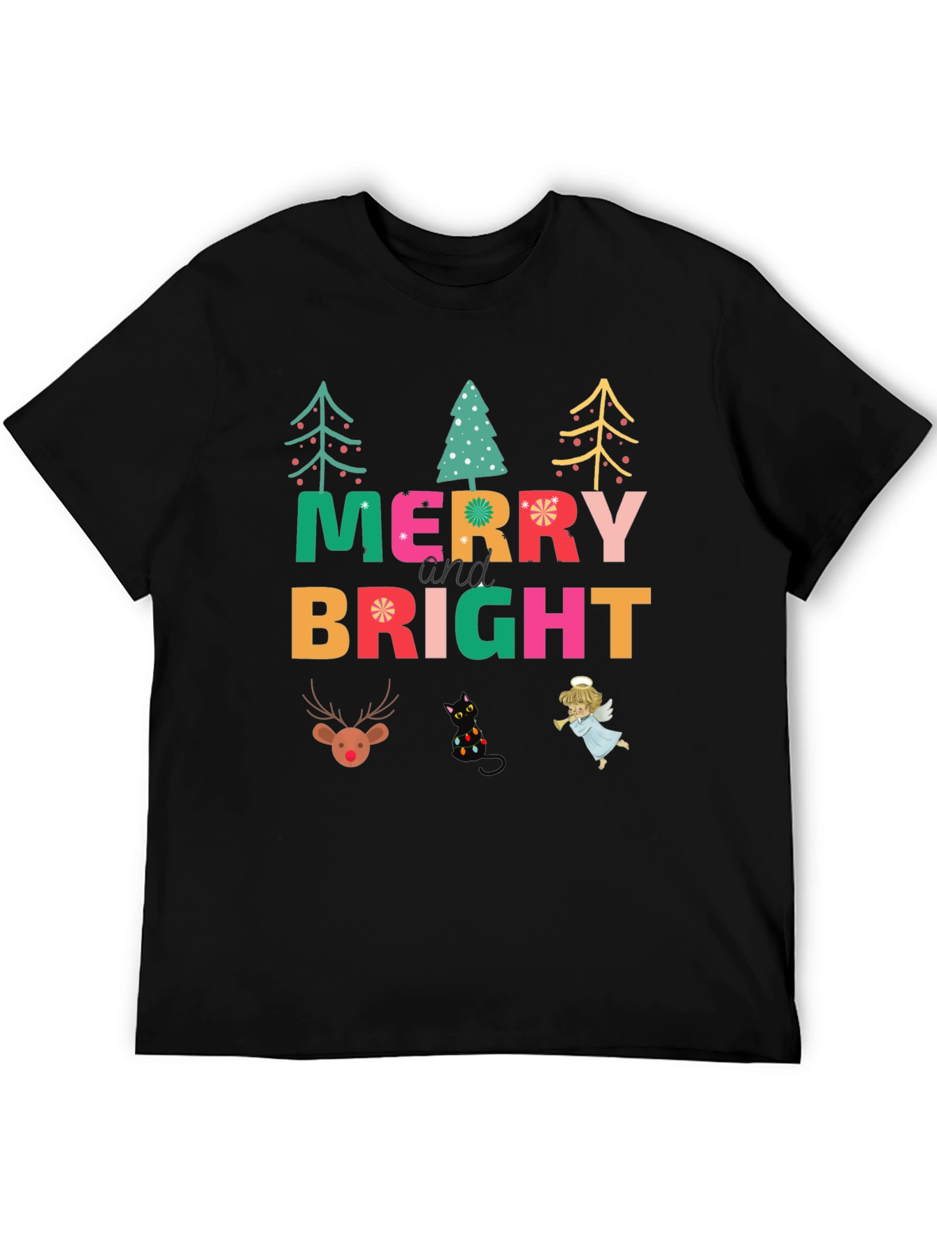 Merry & Bright Christmas Graphic T-Shirt
