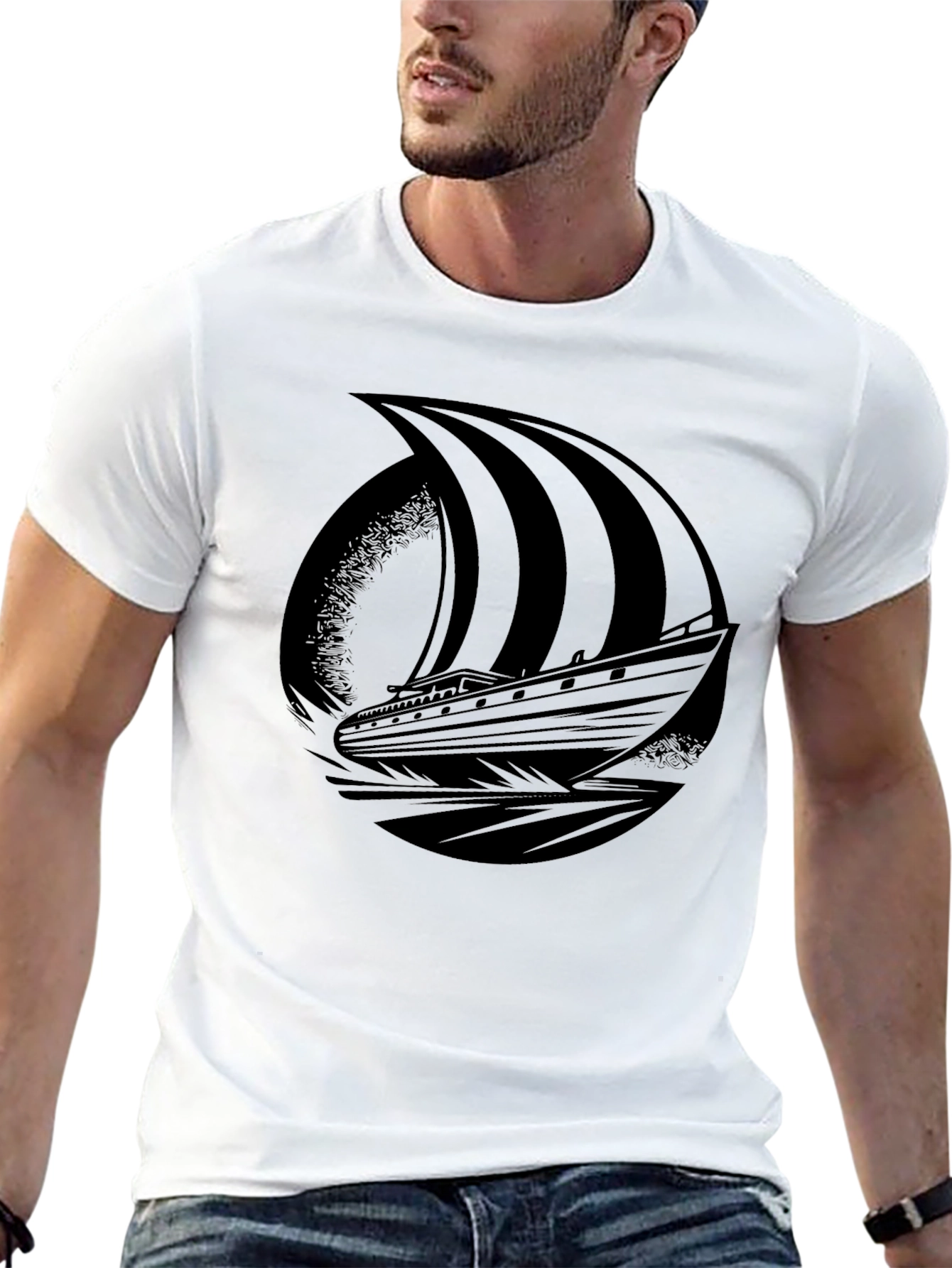 Black Viking Ship Graphic Tee