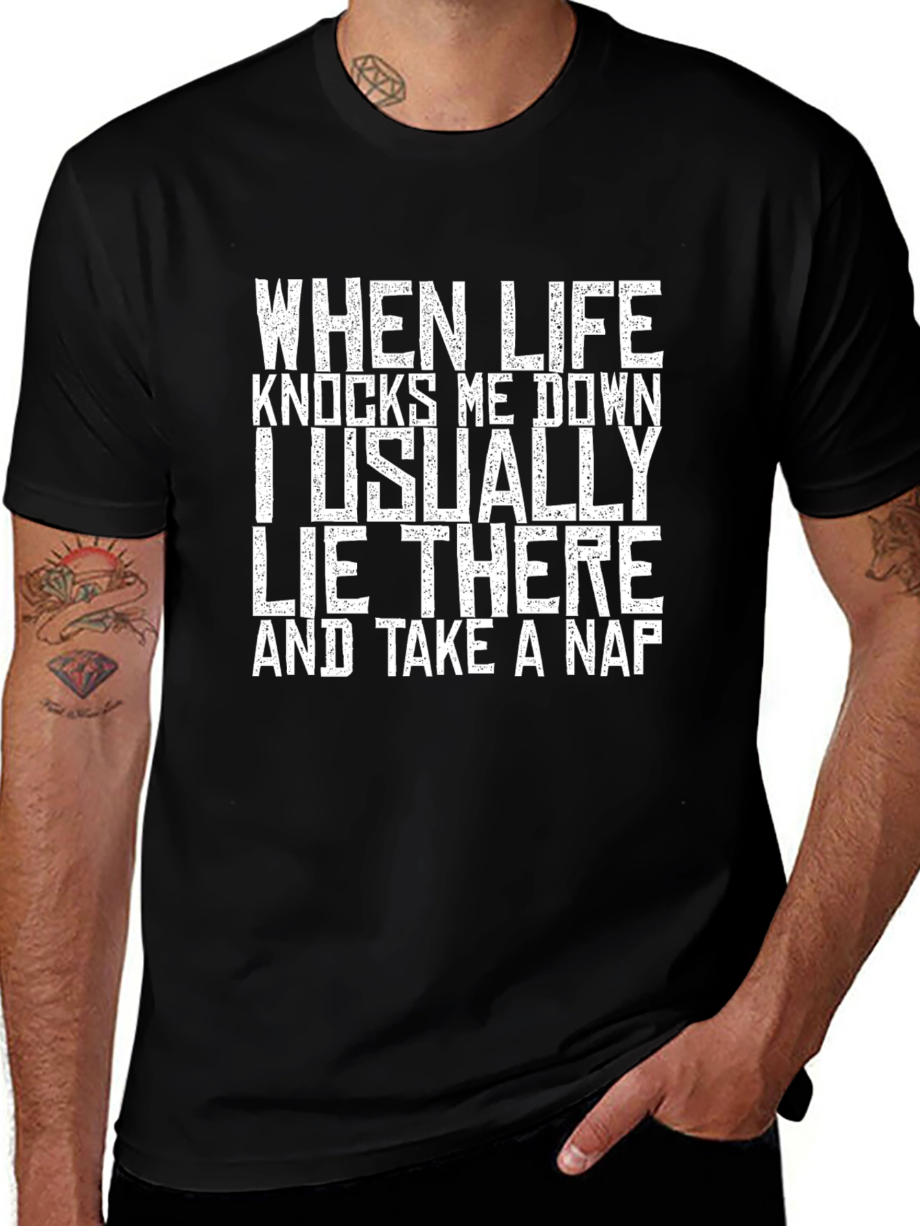 Funny Nap T-Shirt - When Life Knocks Me Down