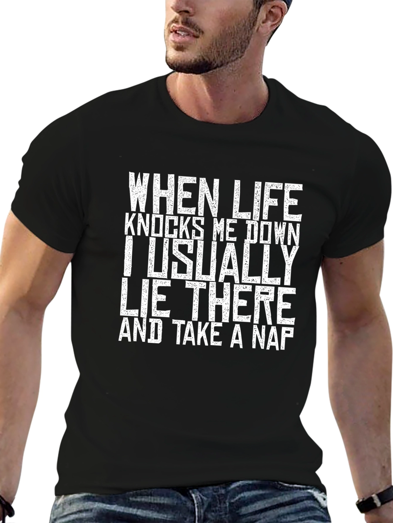 Funny Nap T-Shirt - When Life Knocks Me Down