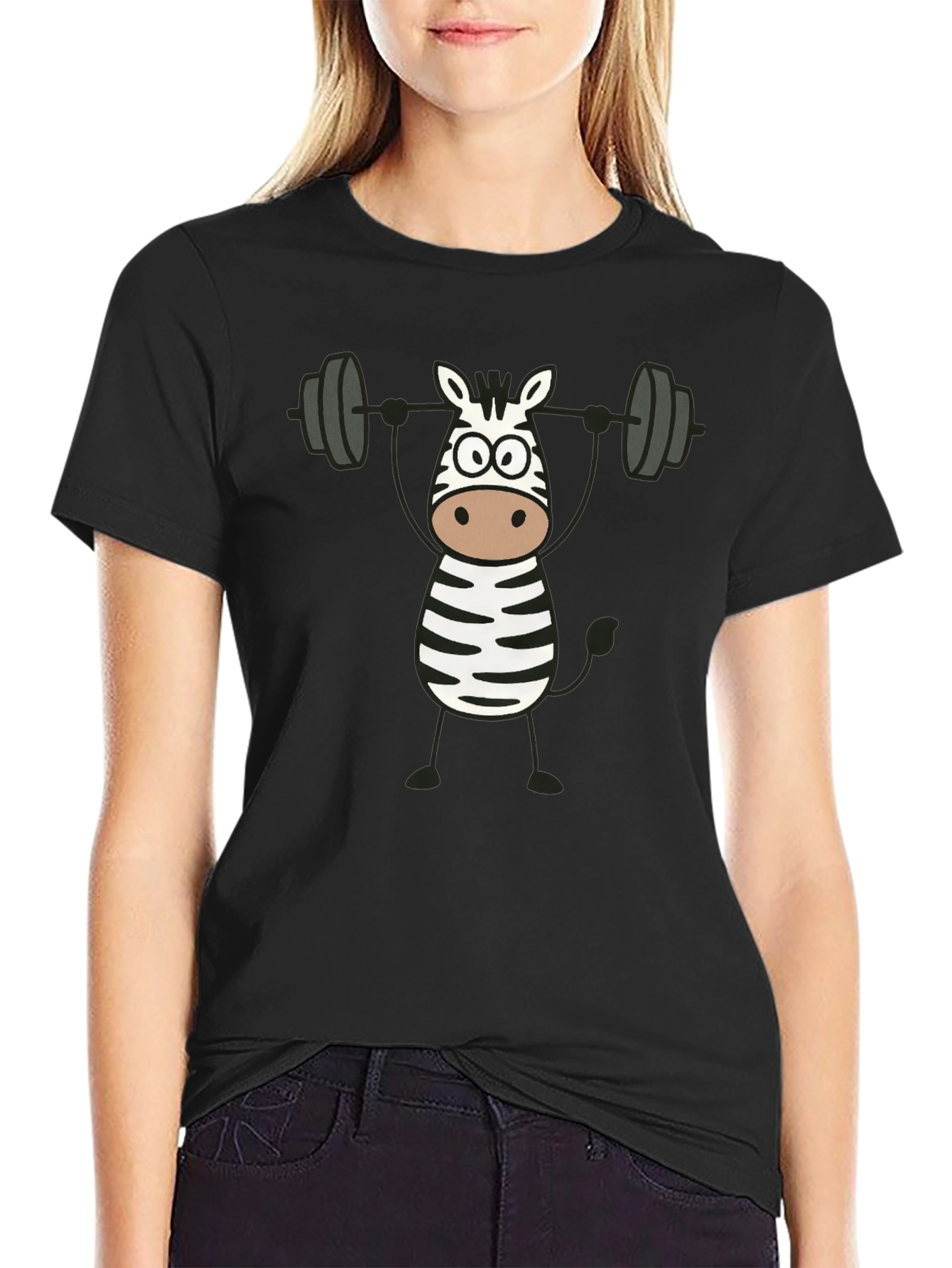 Zebra Weightlifting Black Graphic T-Shirt