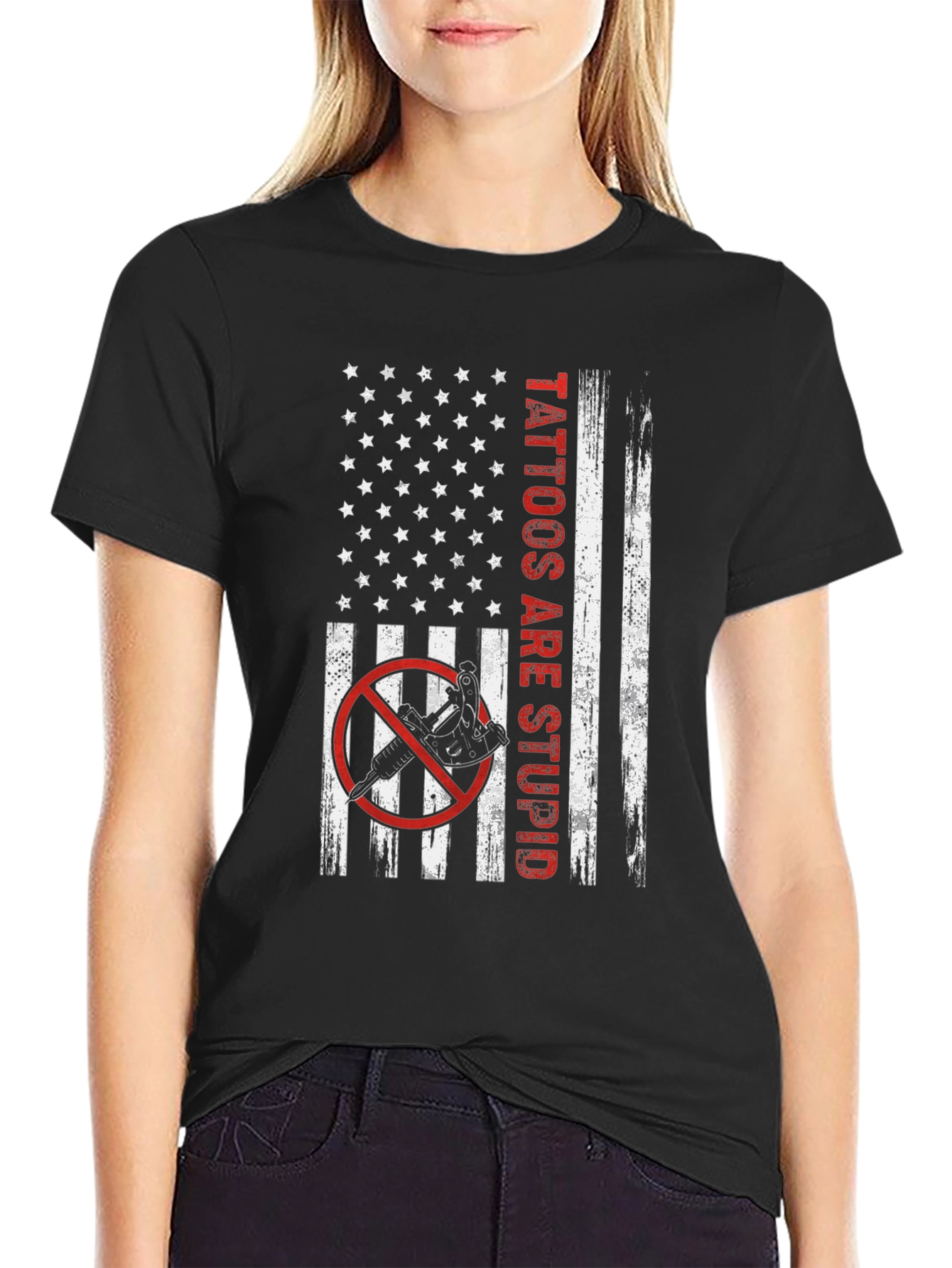 Anti-Tattoo American Flag Graphic Tee