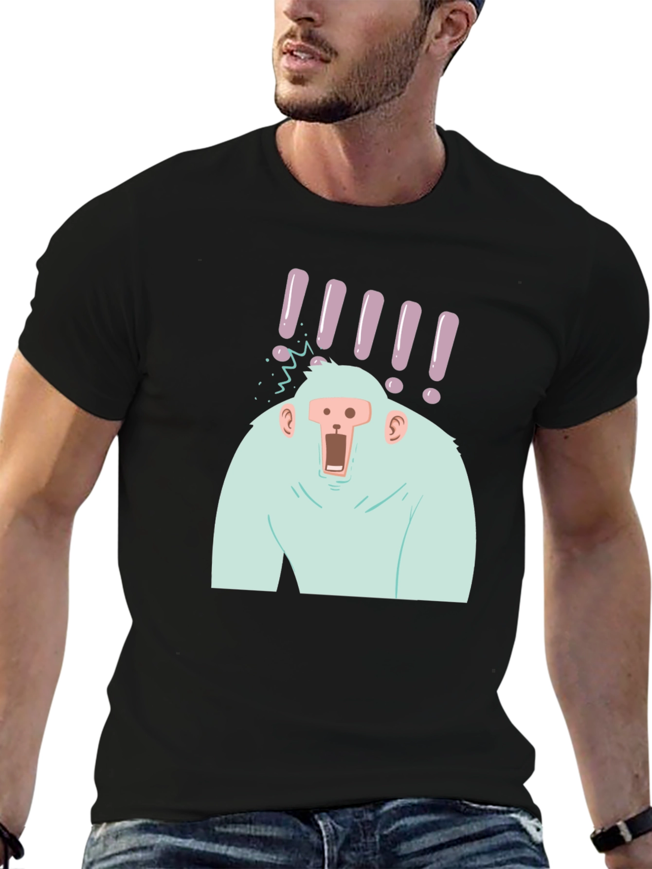 Shocked Ape Graphic Tee - Black Cotton T-Shirt