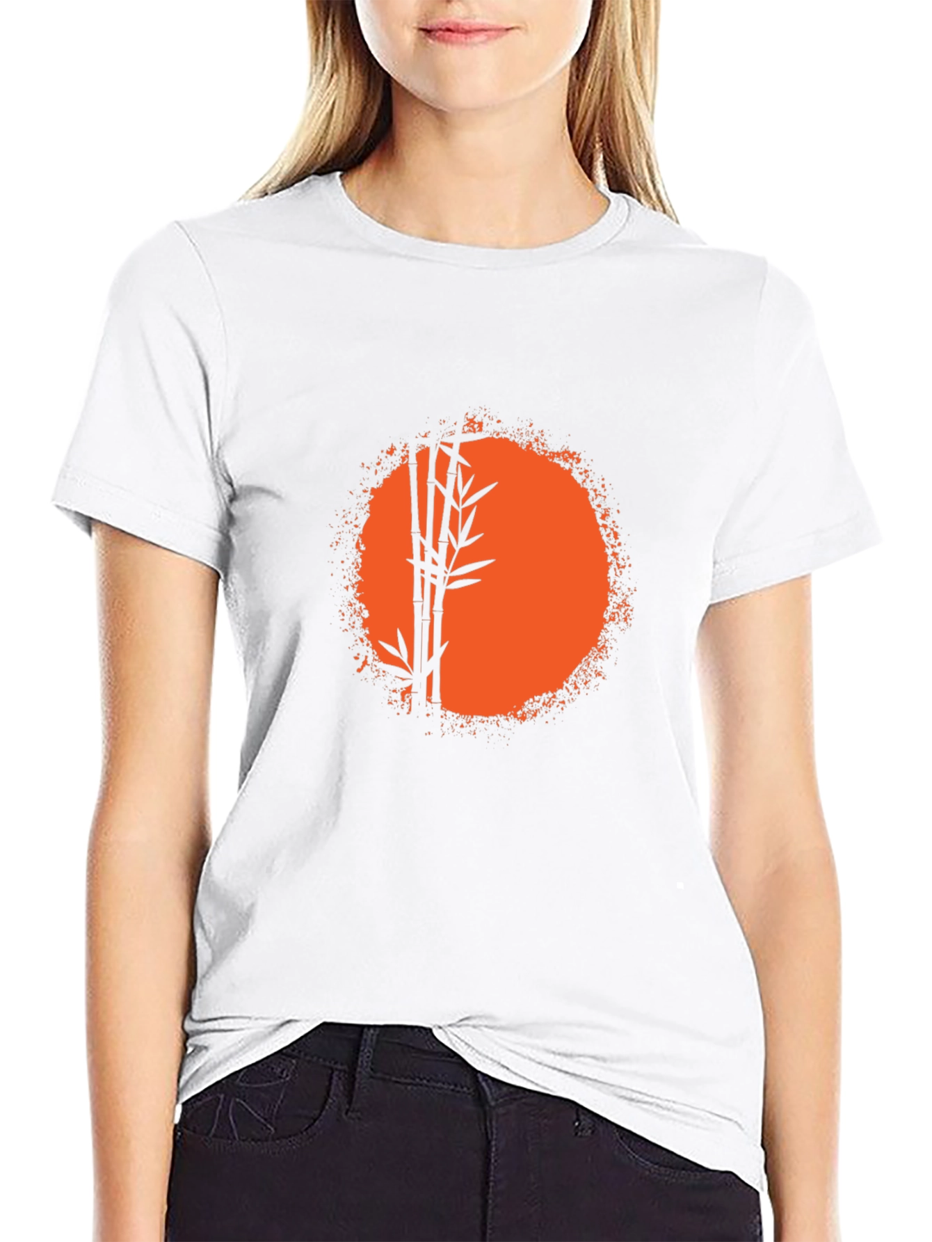 Bamboo Sunset Graphic Tee - Relaxed Fit Black T-Shirt