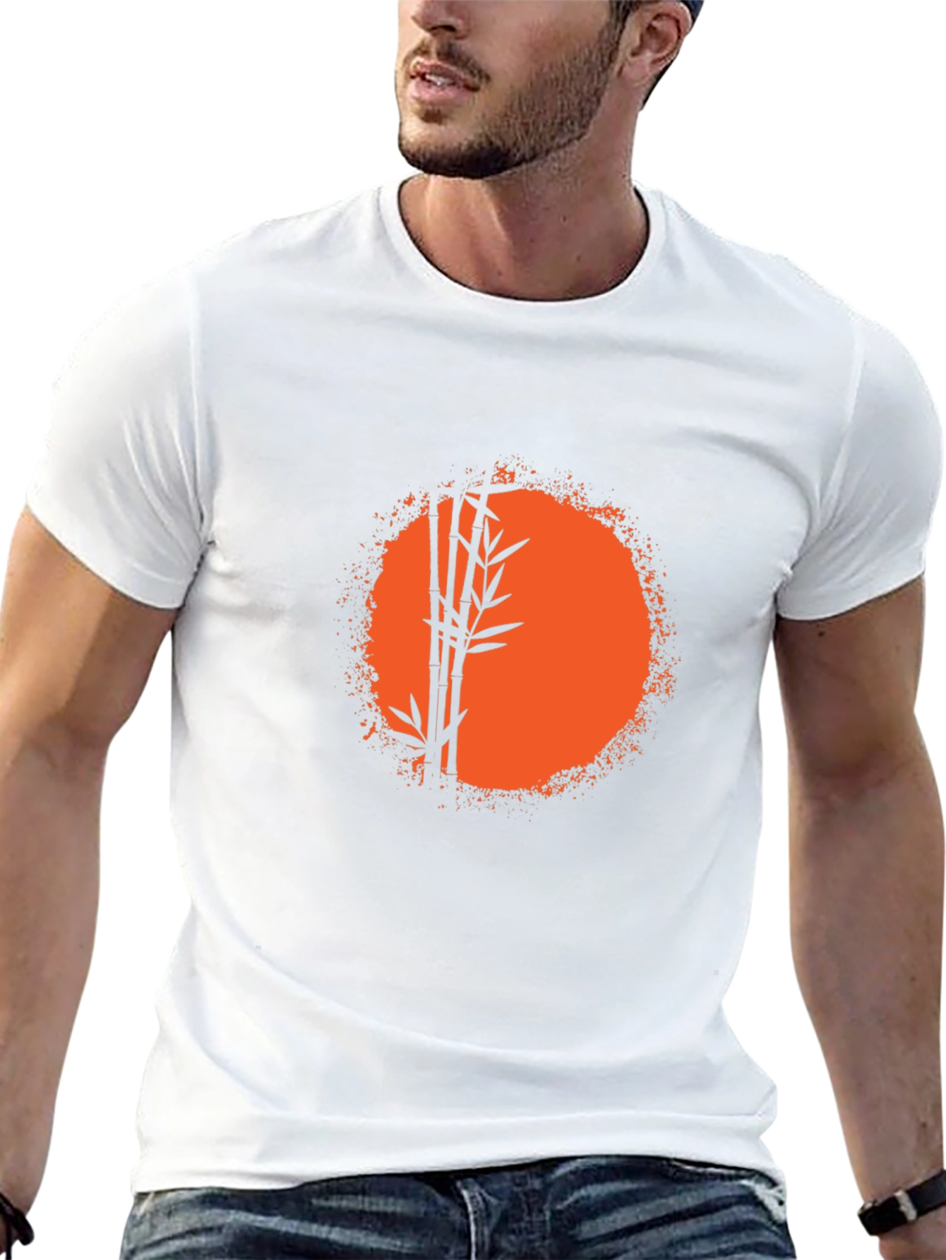 Bamboo Sunset Graphic Tee - Relaxed Fit Black T-Shirt