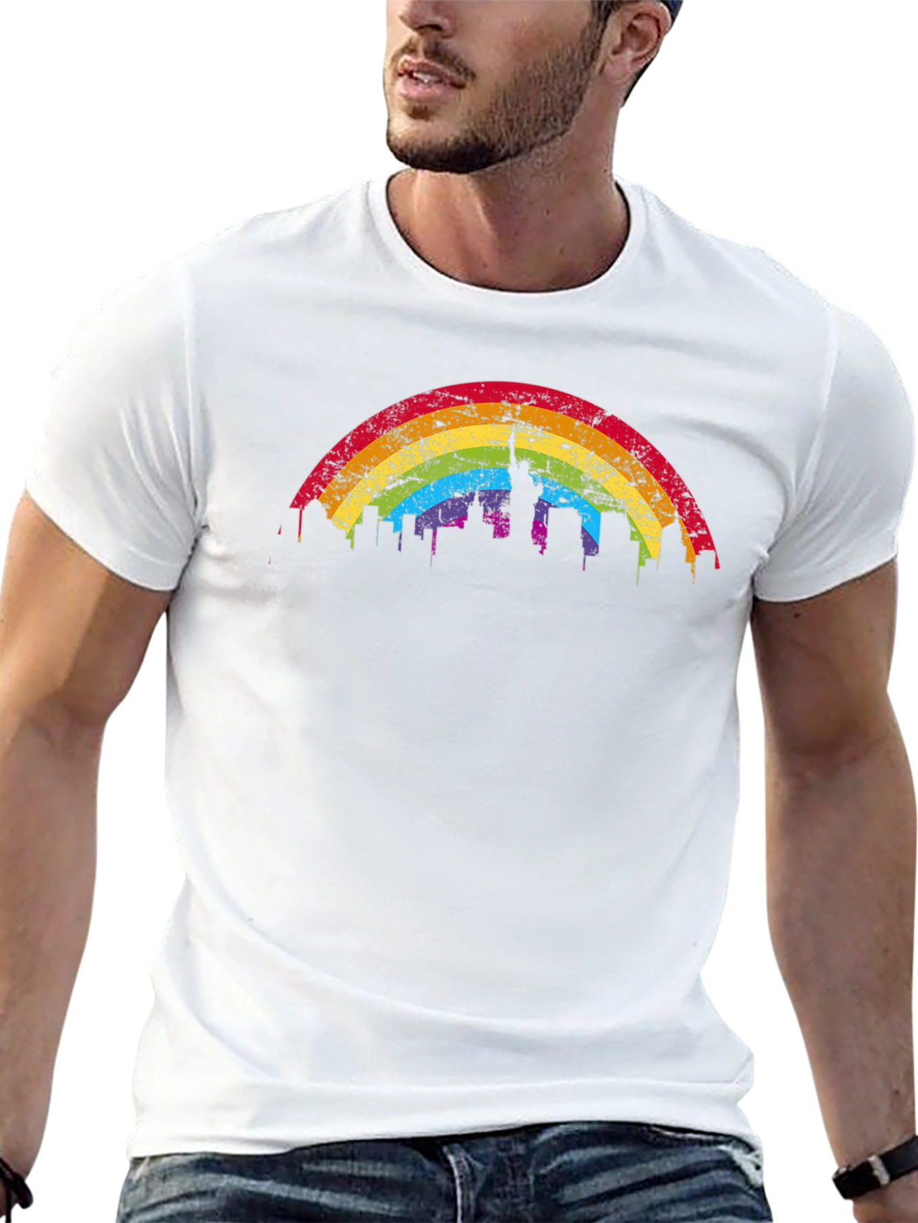 Rainbow NYC Skyline Graphic Tee - Pride Shirt
