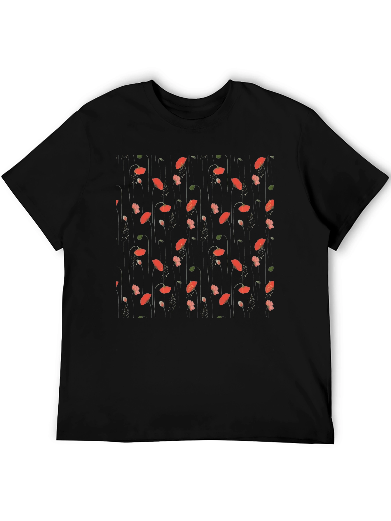 Floral Print Black T-Shirt for Men