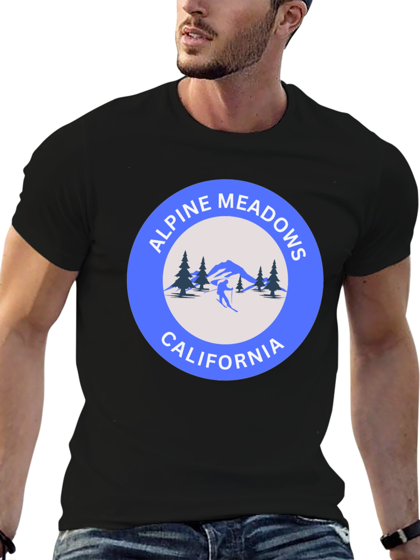 Alpine Meadows California Tee - Black Cotton T-Shirt
