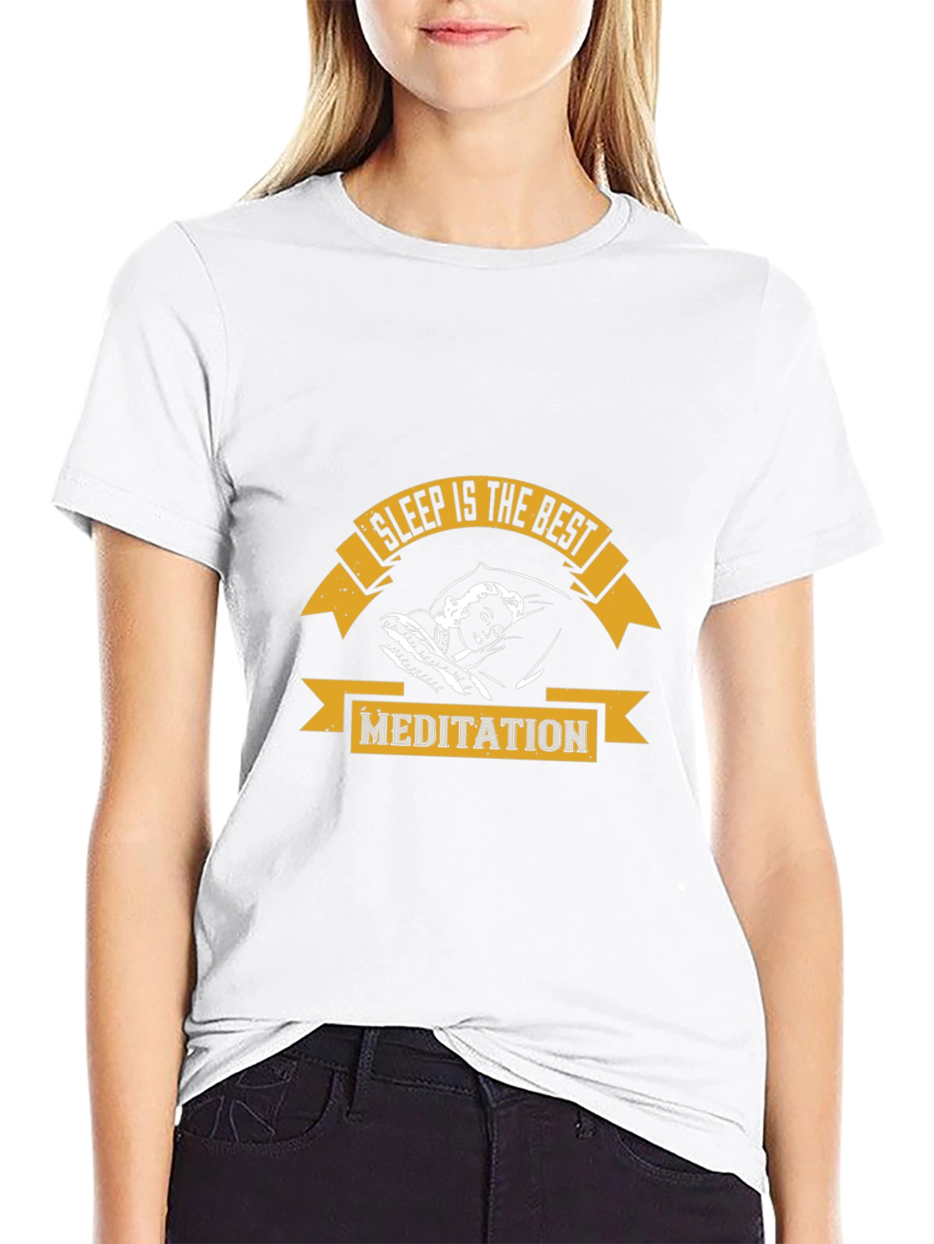 Sleep is the Best Meditation Black Graphic T-Shirt