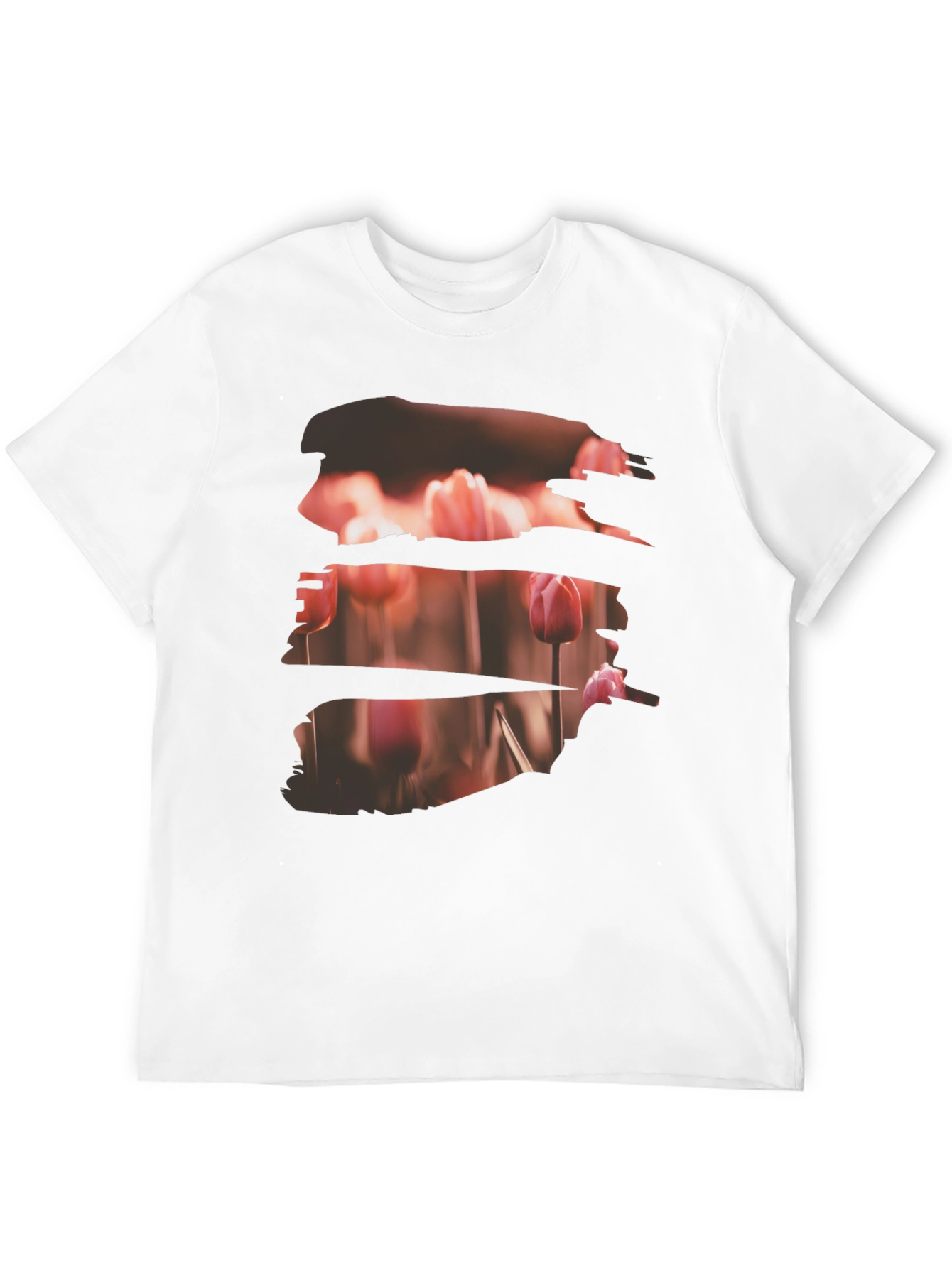 Tulip Field Print Black T-Shirt