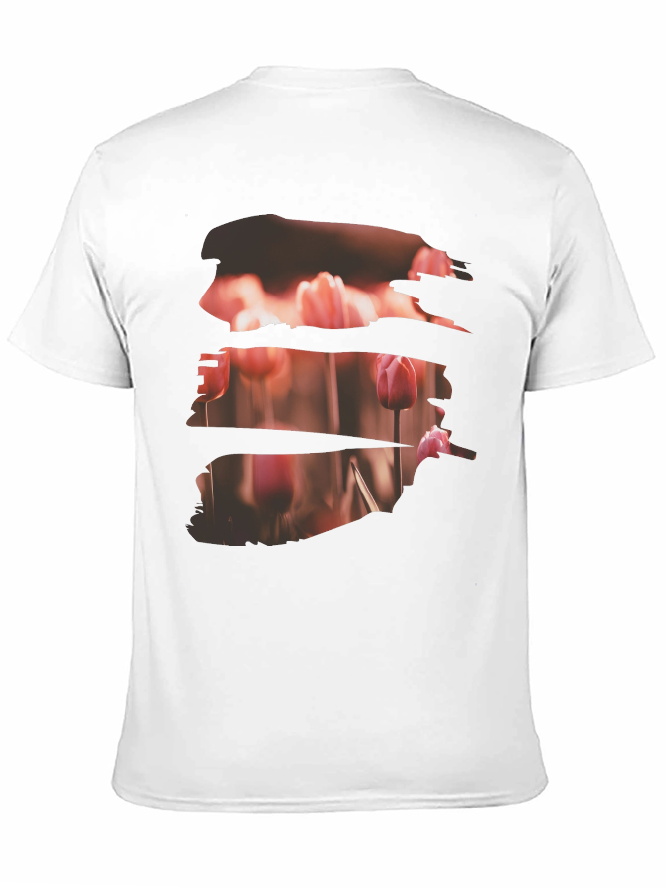 Tulip Field Print Black T-Shirt