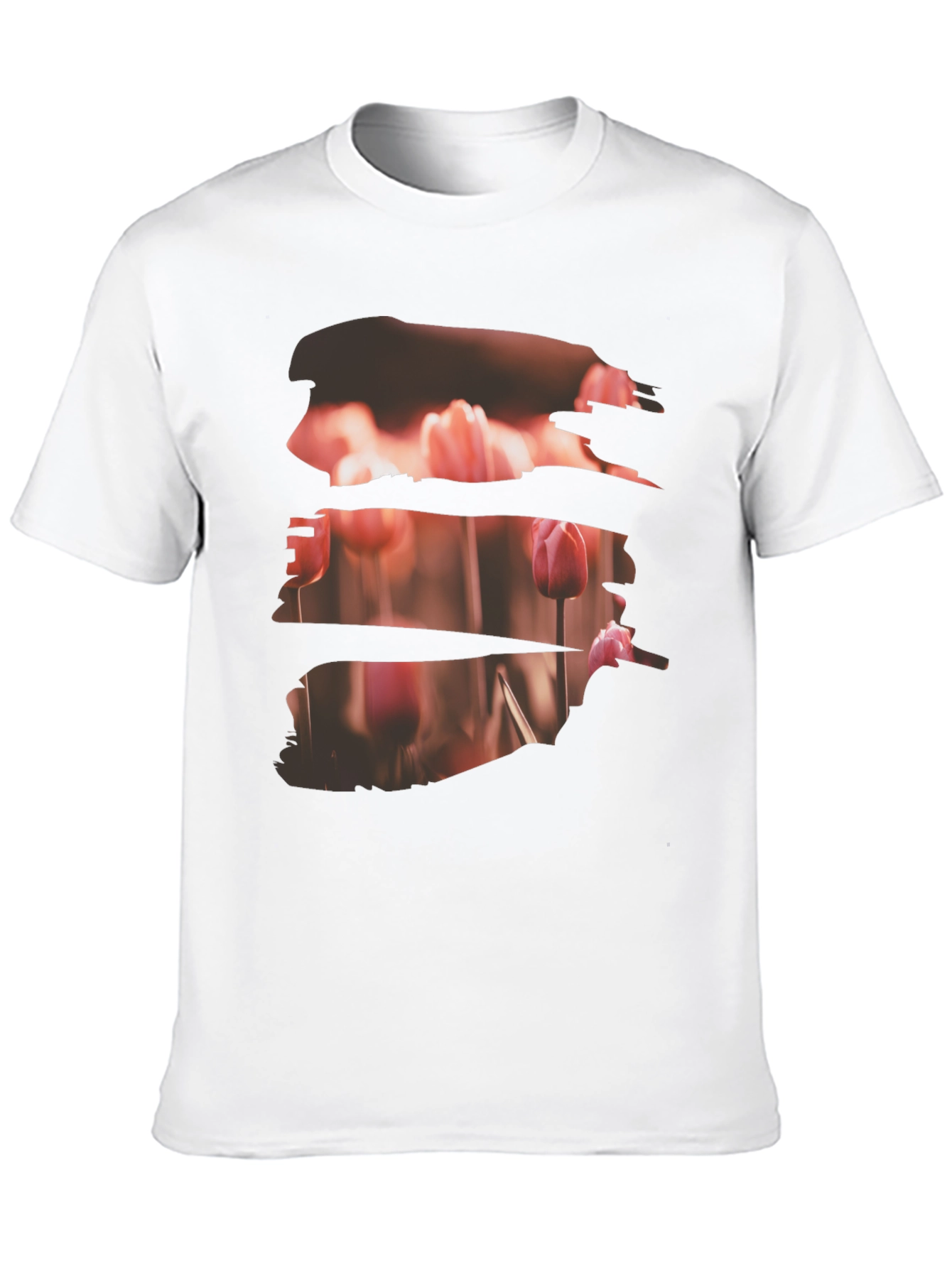 Tulip Field Print Black T-Shirt
