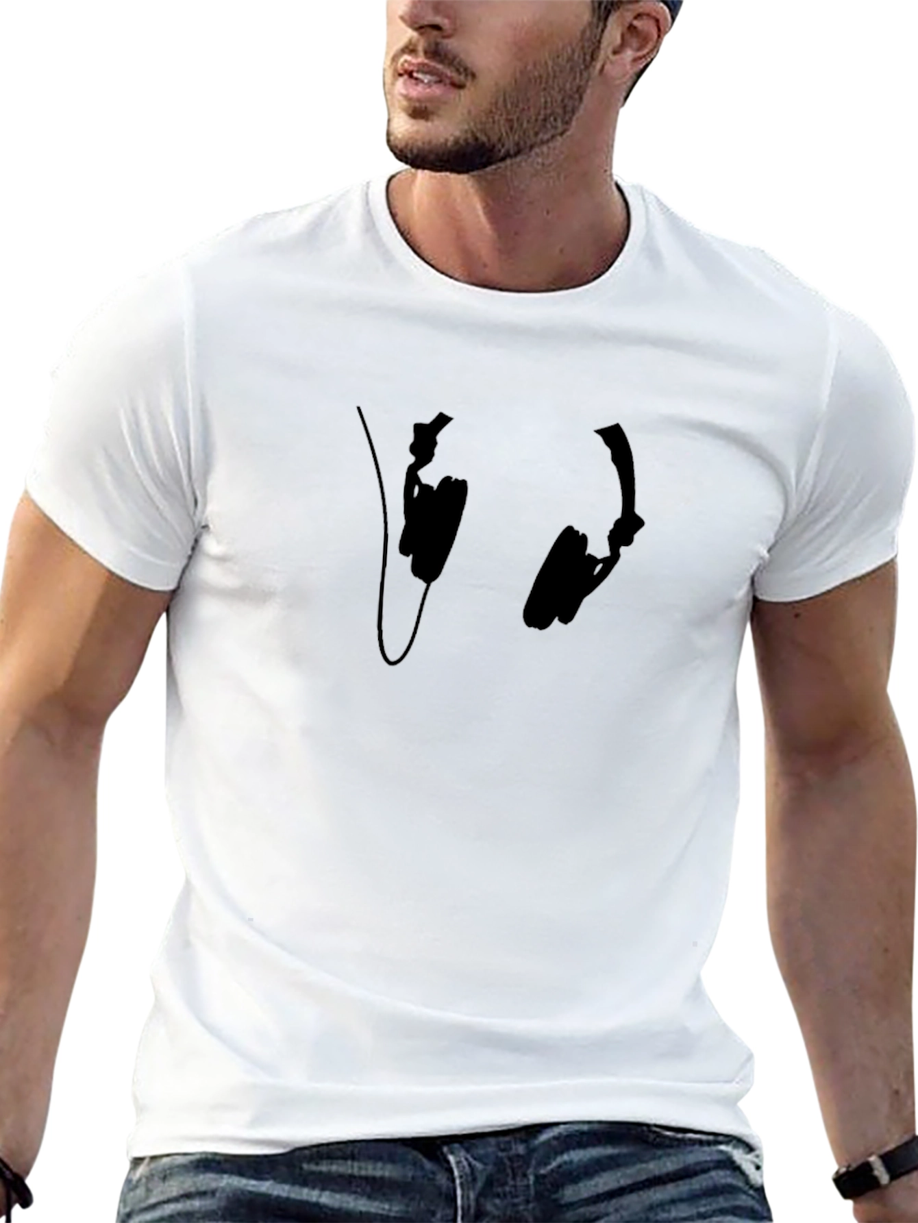 Cool Black Headphones T-Shirt
