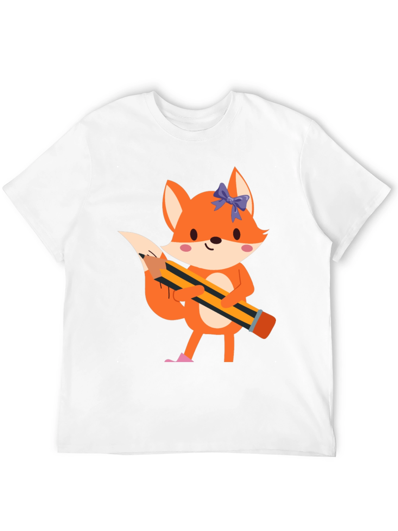 Fox with Pencil Graphic Tee - Black