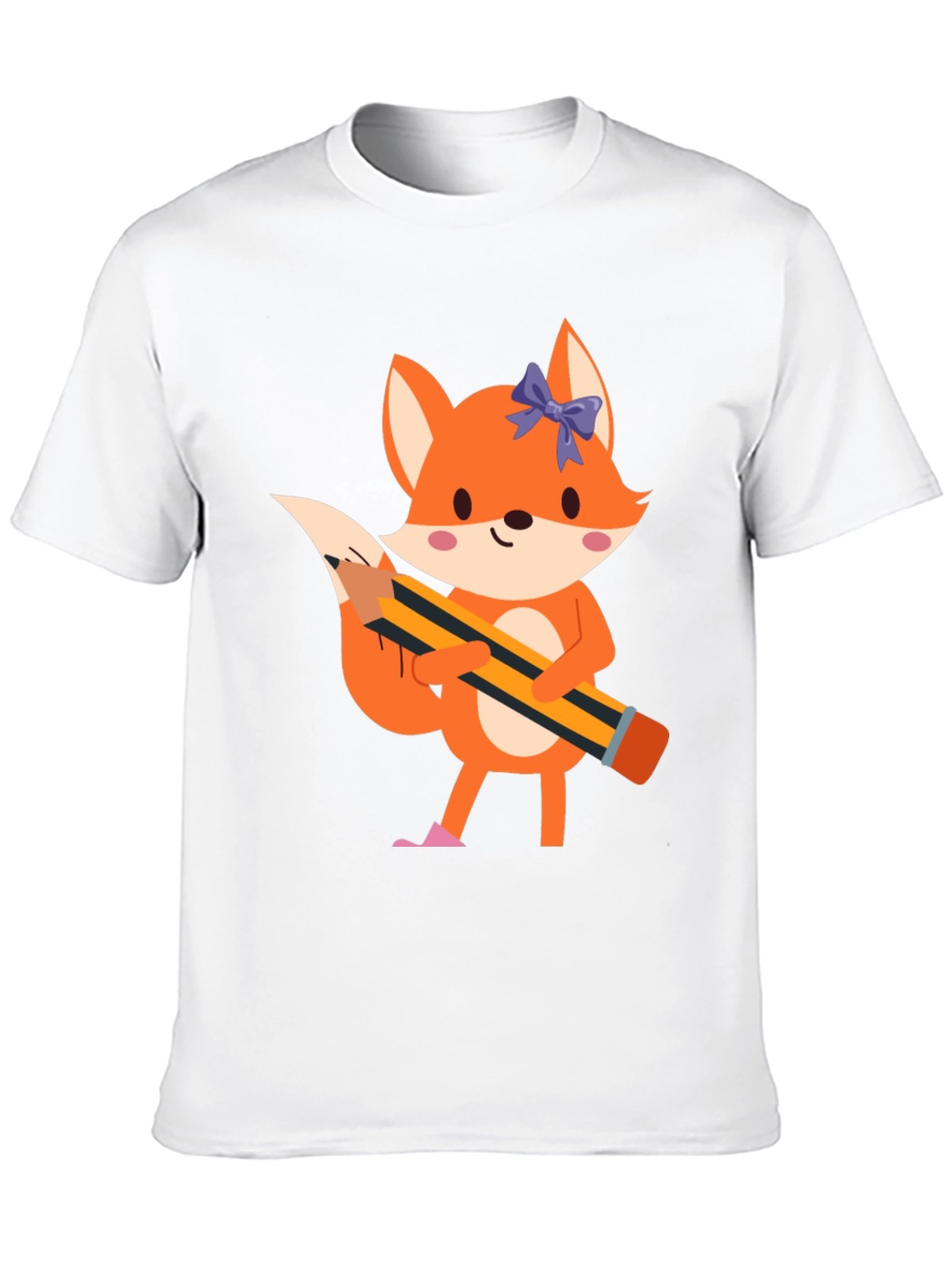 Fox with Pencil Graphic Tee - Black