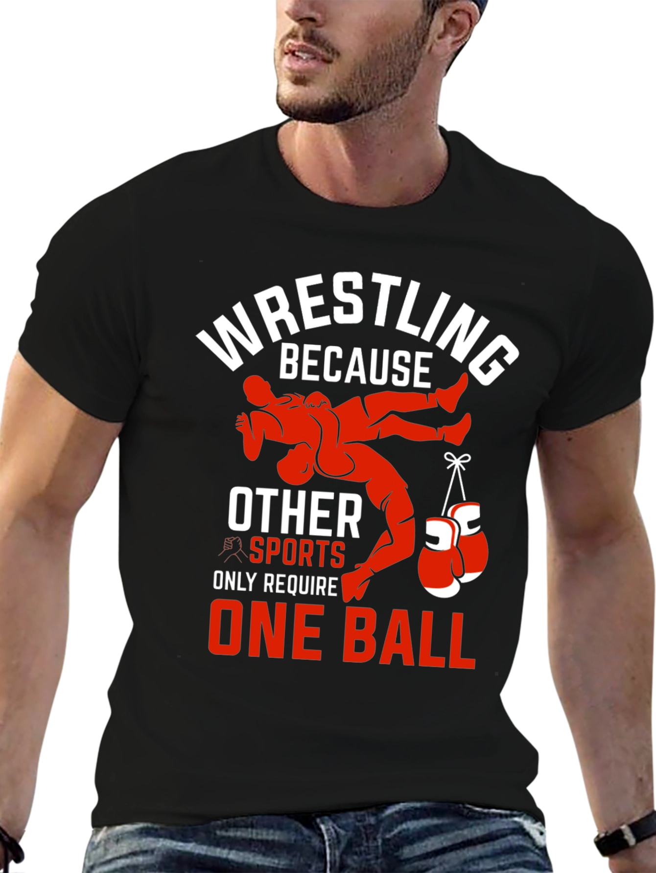 Wrestling T-Shirt - One Ball Funny Tee