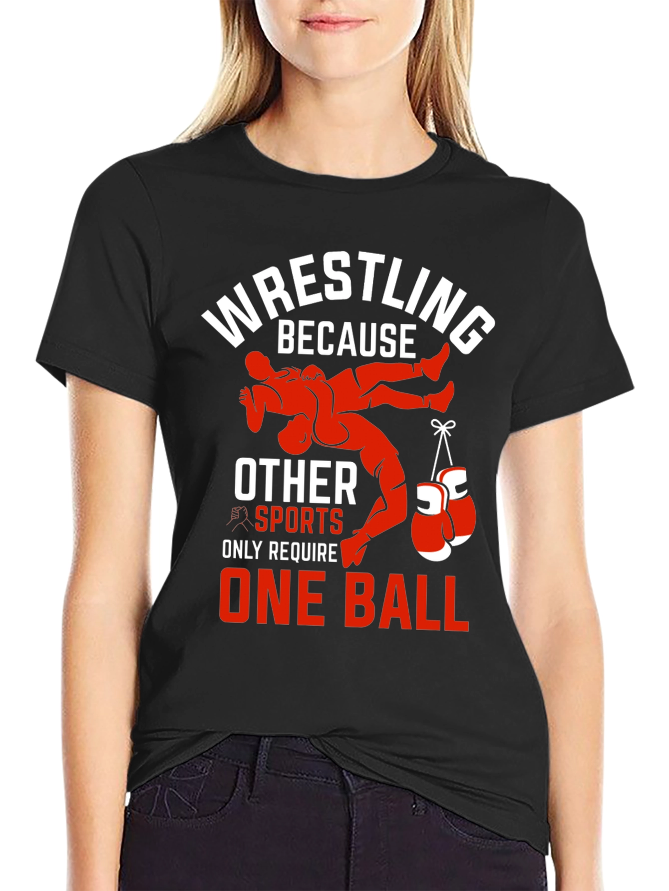 Wrestling T-Shirt - One Ball Funny Tee
