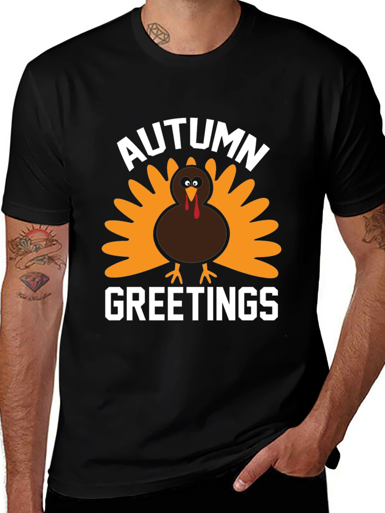 Autumn Greetings Turkey Graphic T-Shirt