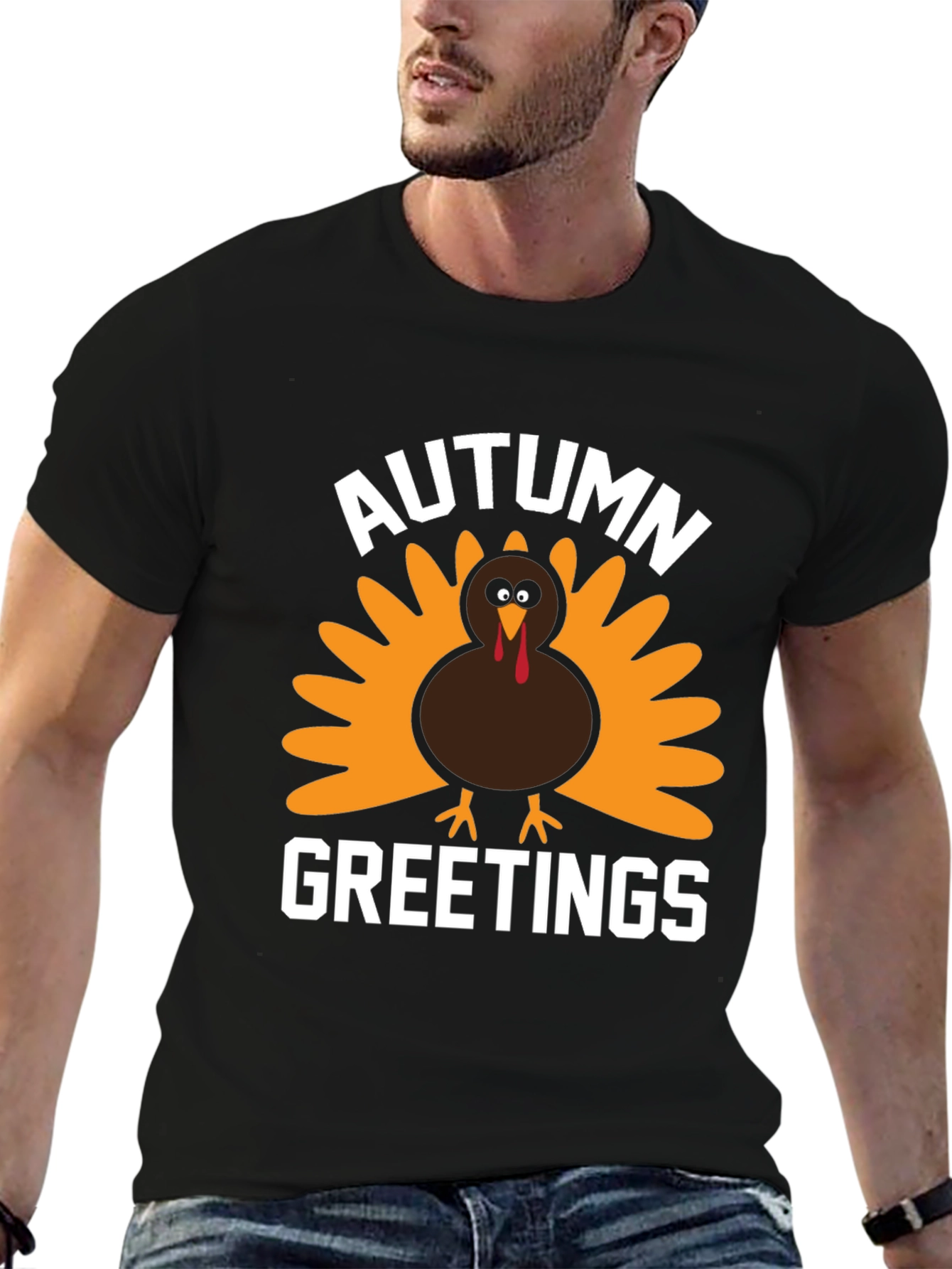 Autumn Greetings Turkey Graphic T-Shirt