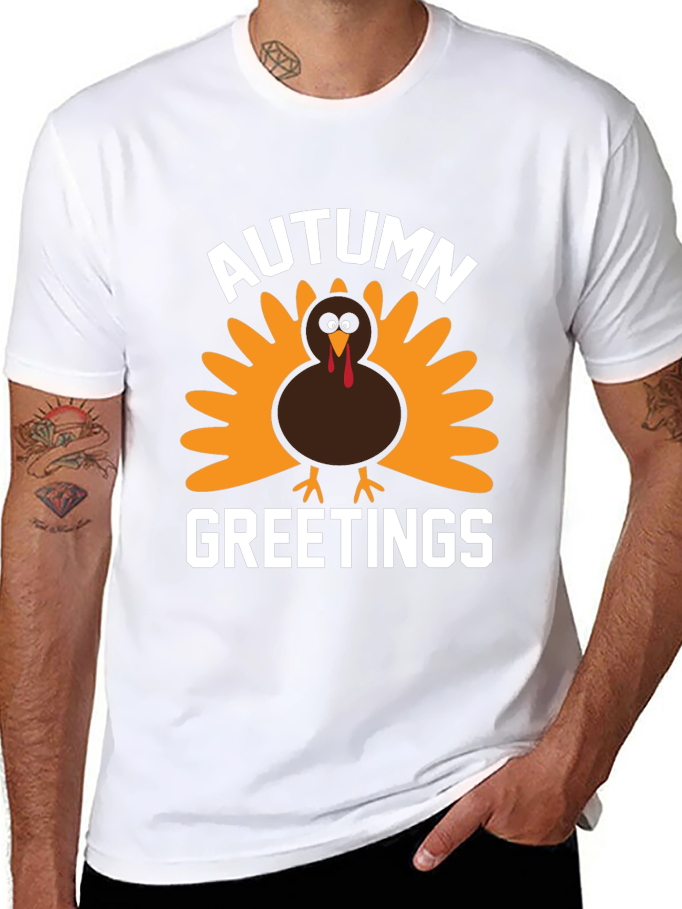Autumn Greetings Turkey Graphic T-Shirt