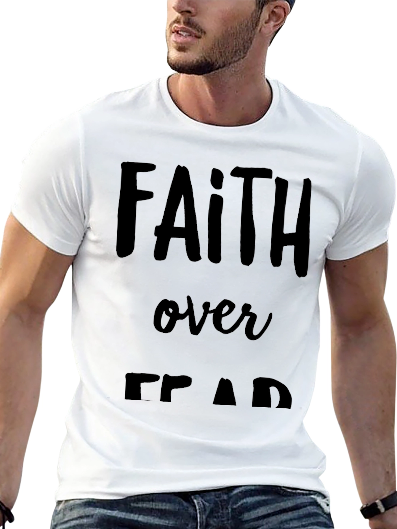Faith Over Fear Graphic Tee - Black Cotton T-Shirt