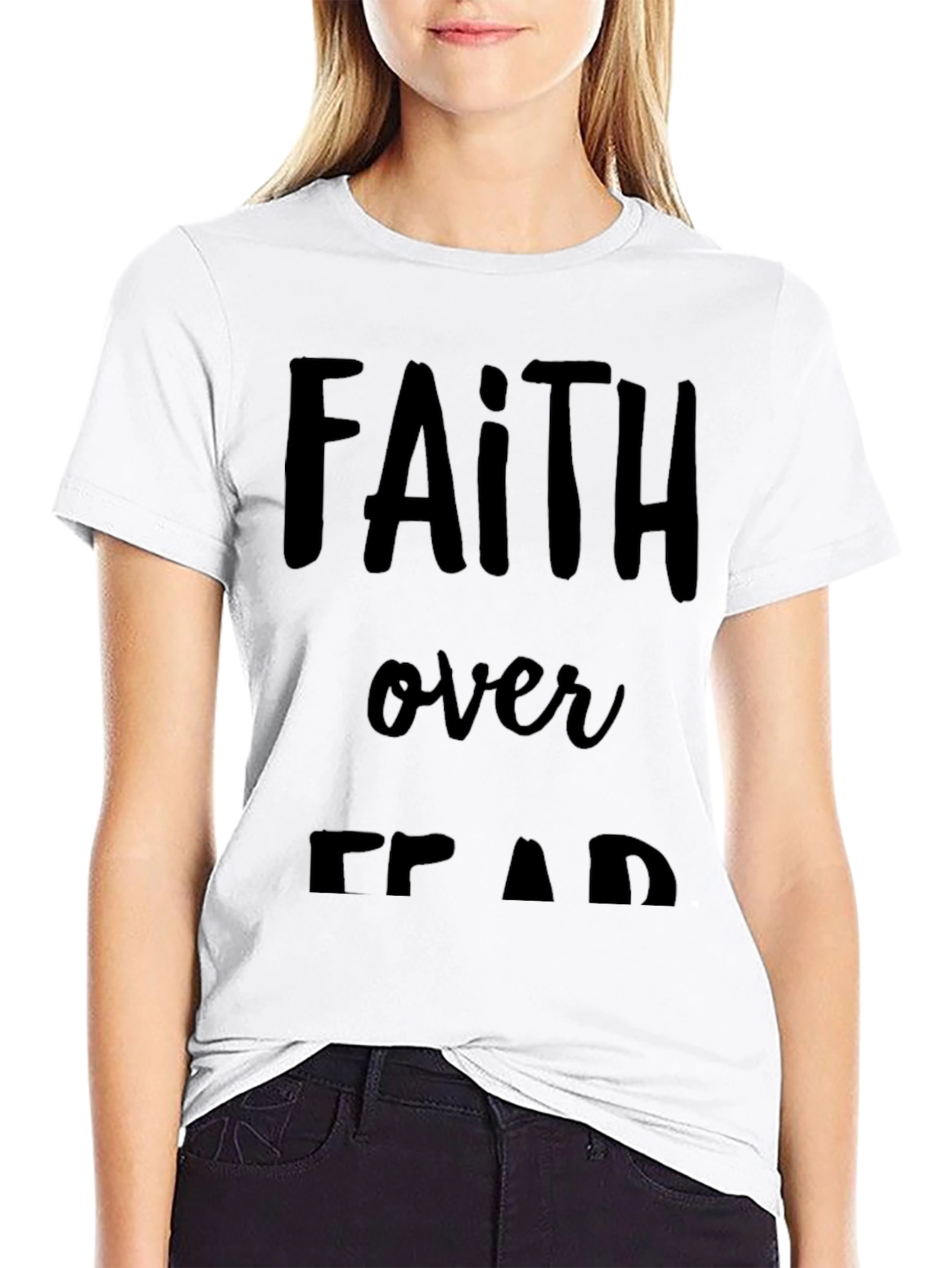 Faith Over Fear Graphic Tee - Black Cotton T-Shirt