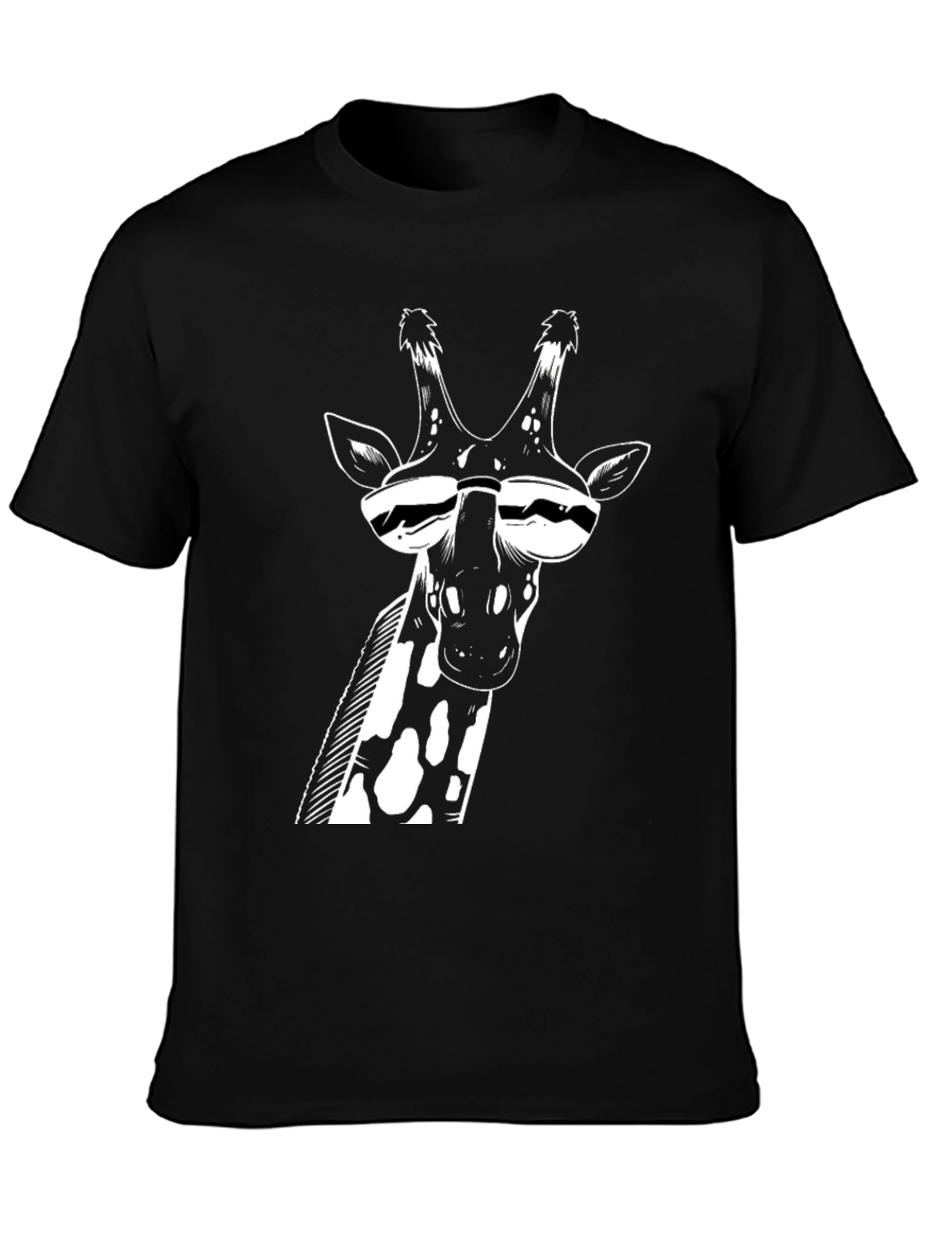 Cool Giraffe Graphic Tee - Black Cotton T-Shirt