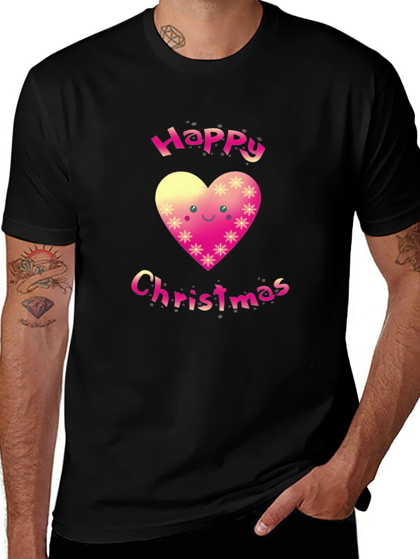 Happy Christmas Heart Graphic T-Shirt
