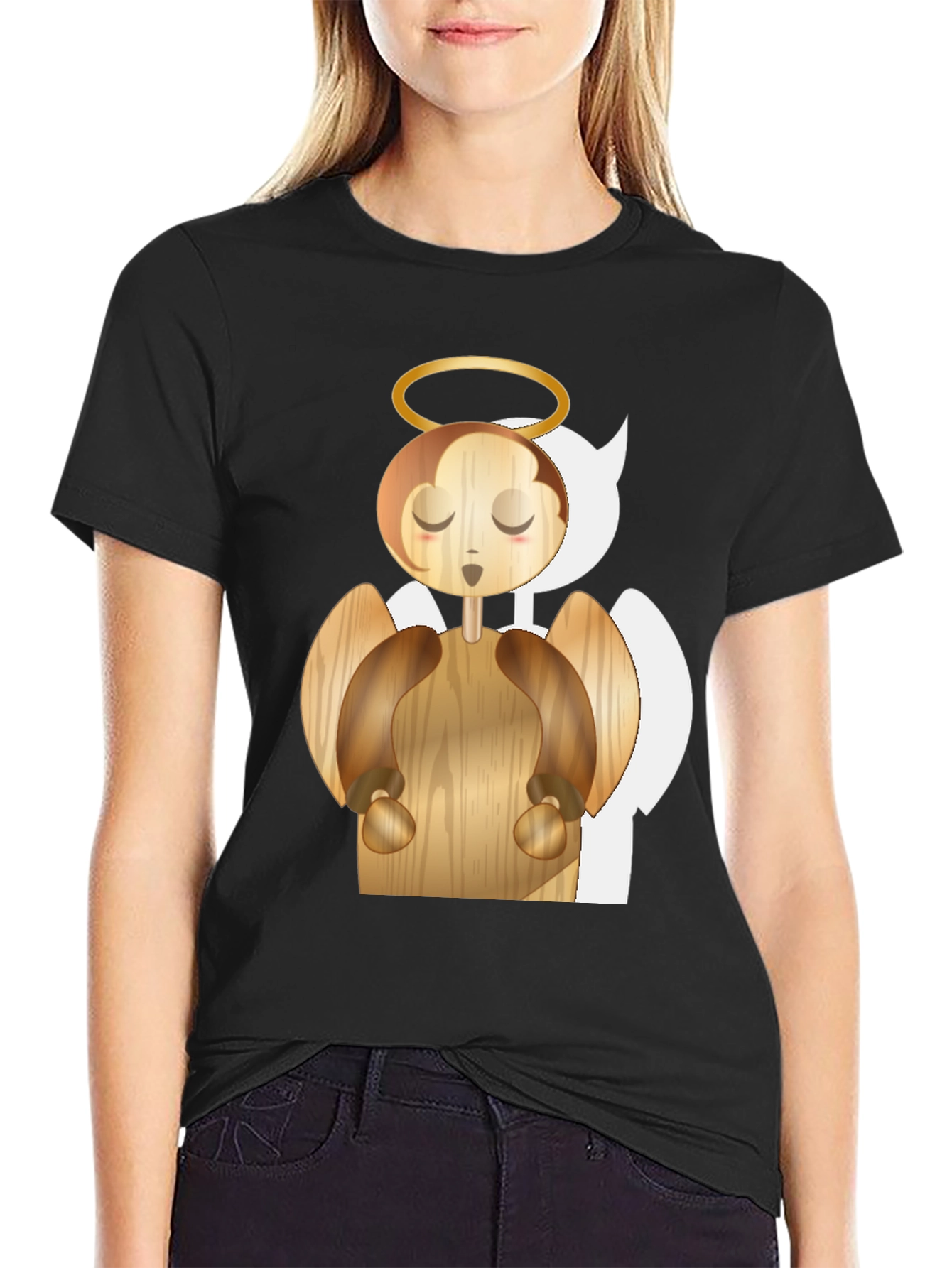 Angel Graphic Tee - Whimsical Wood Design