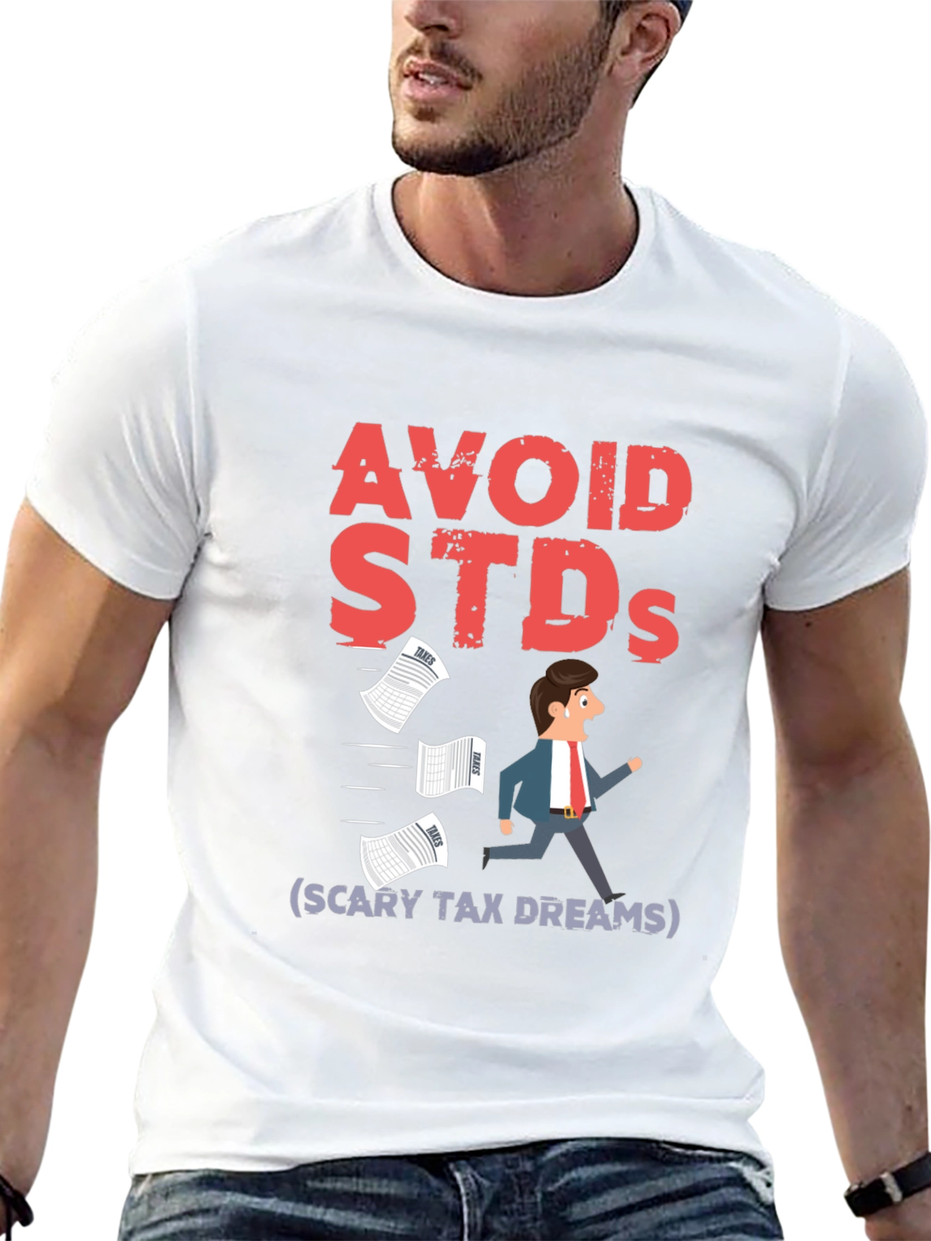 Avoid STDs Funny Black T-Shirt - Scary Tax Dreams