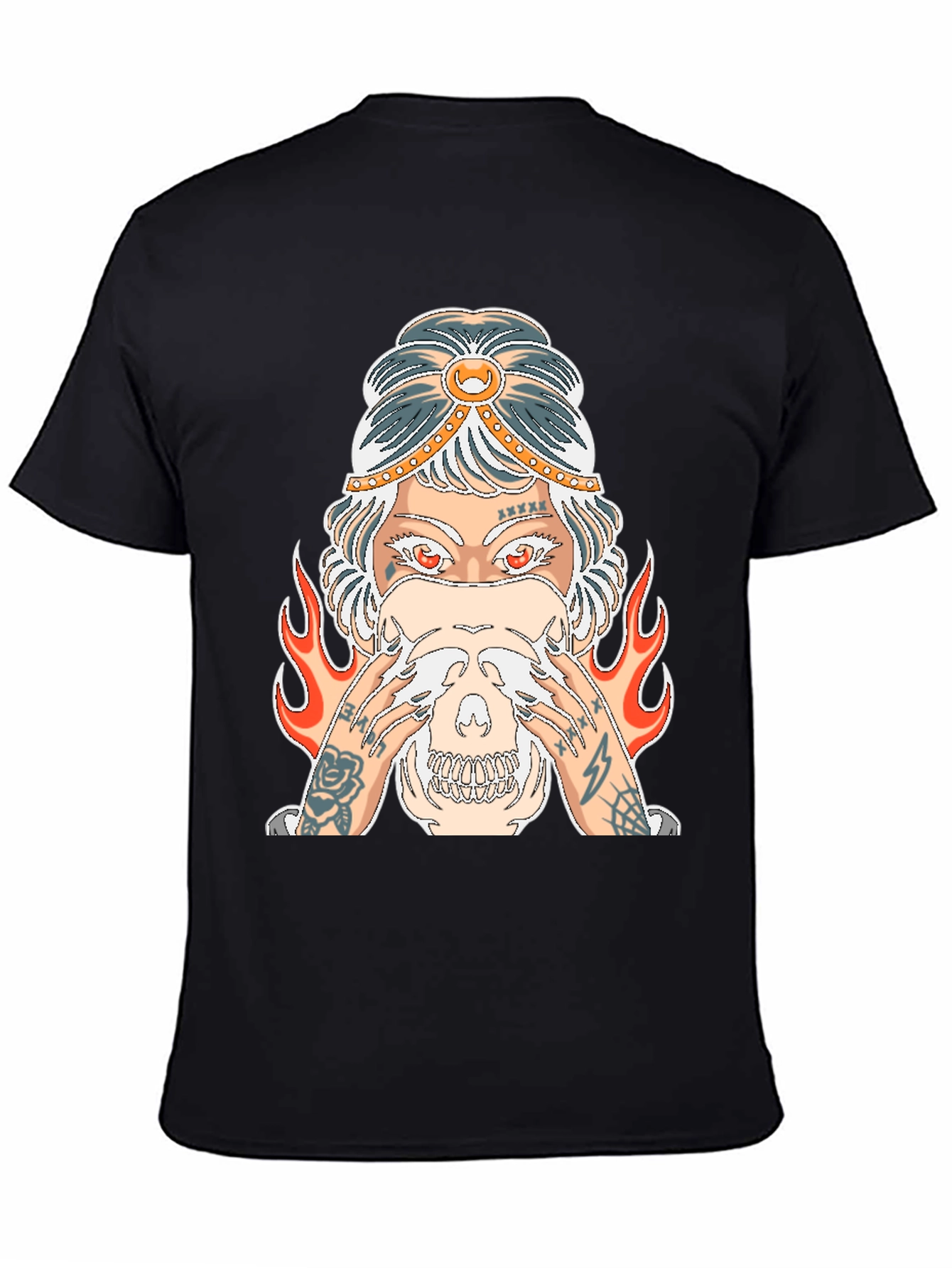 Mystic Skull Graphic Tee - Edgy Tattoo Style Shirt