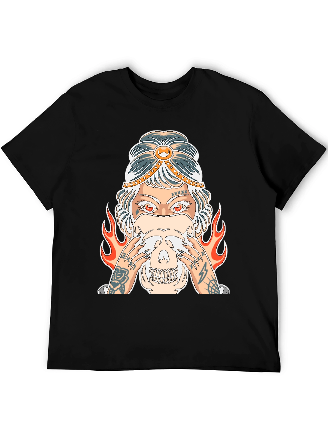 Mystic Skull Graphic Tee - Edgy Tattoo Style Shirt