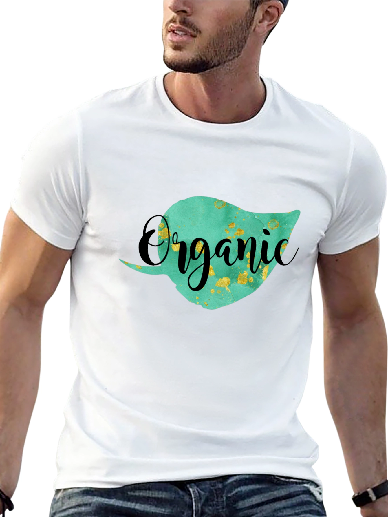 Organic Leaf Graphic T-Shirt - Unisex Black Tee