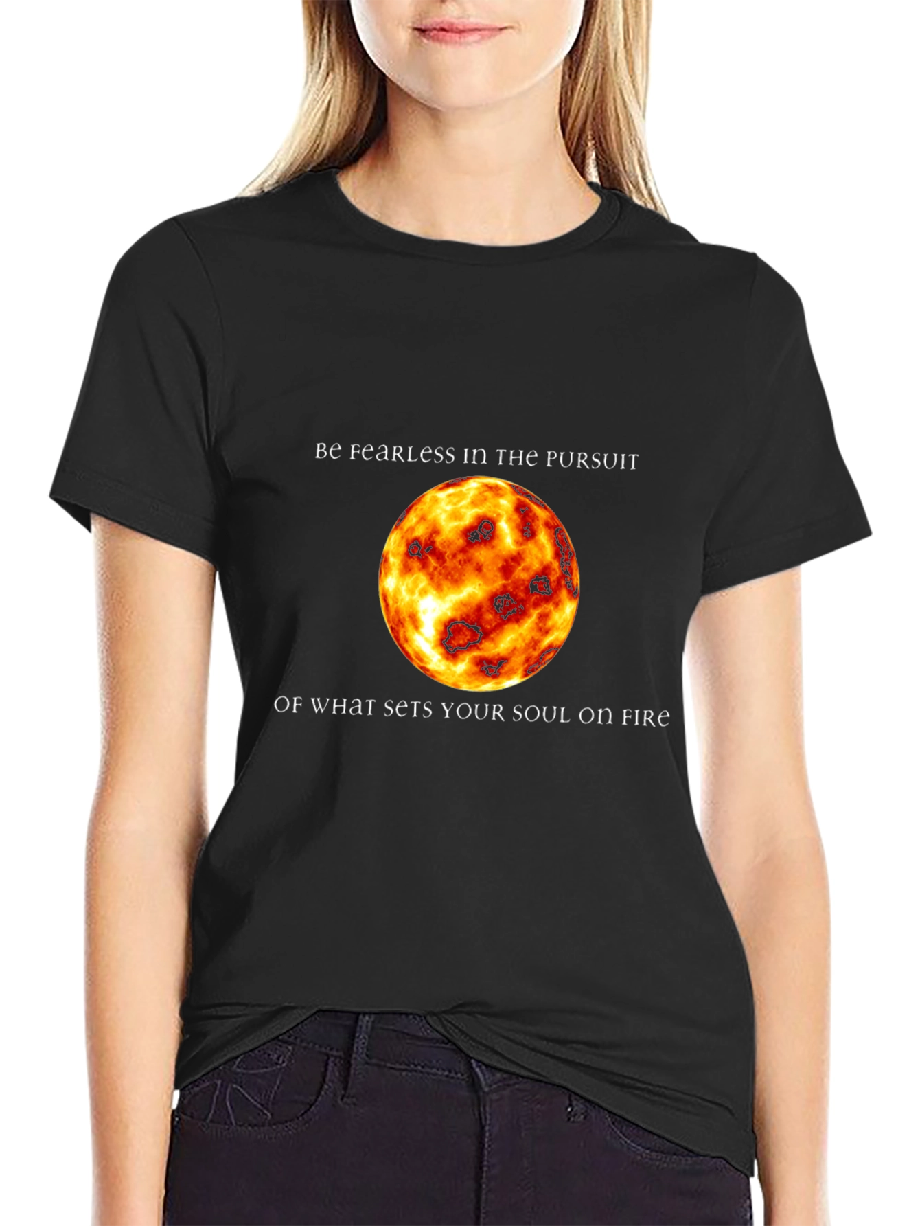 Fearless Soul Fire Graphic Tee - Black Cotton T-Shirt