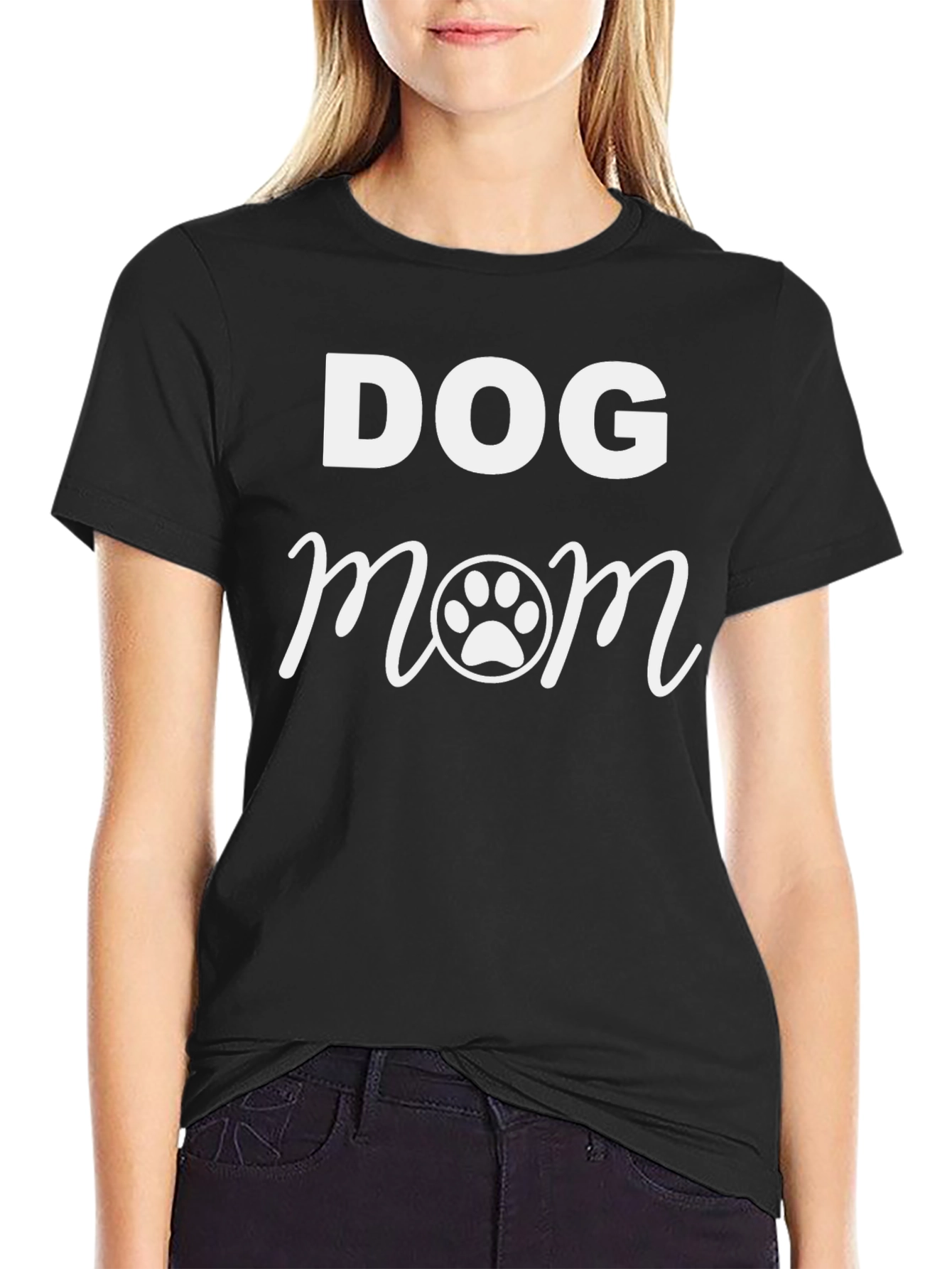 Dog Mom Graphic T-Shirt - Black